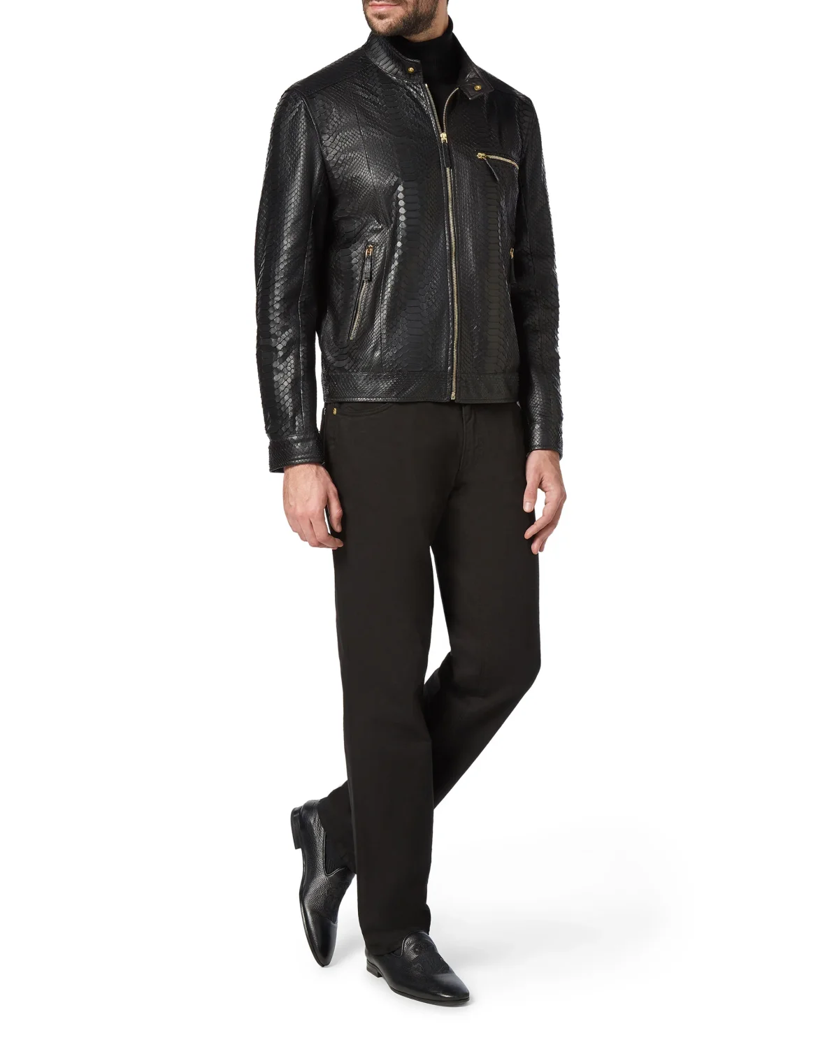 Python Leather Jacket Luxury, цвет: Черный