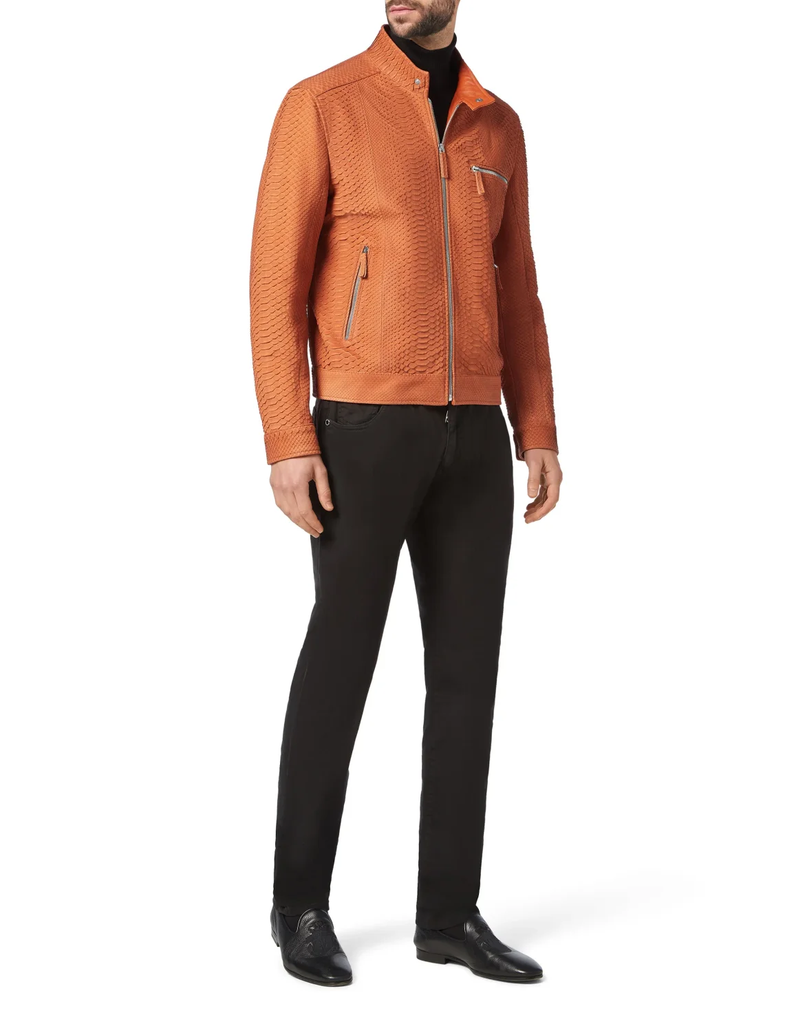 Python Leather Jacket Luxury, цвет: Оранжевый