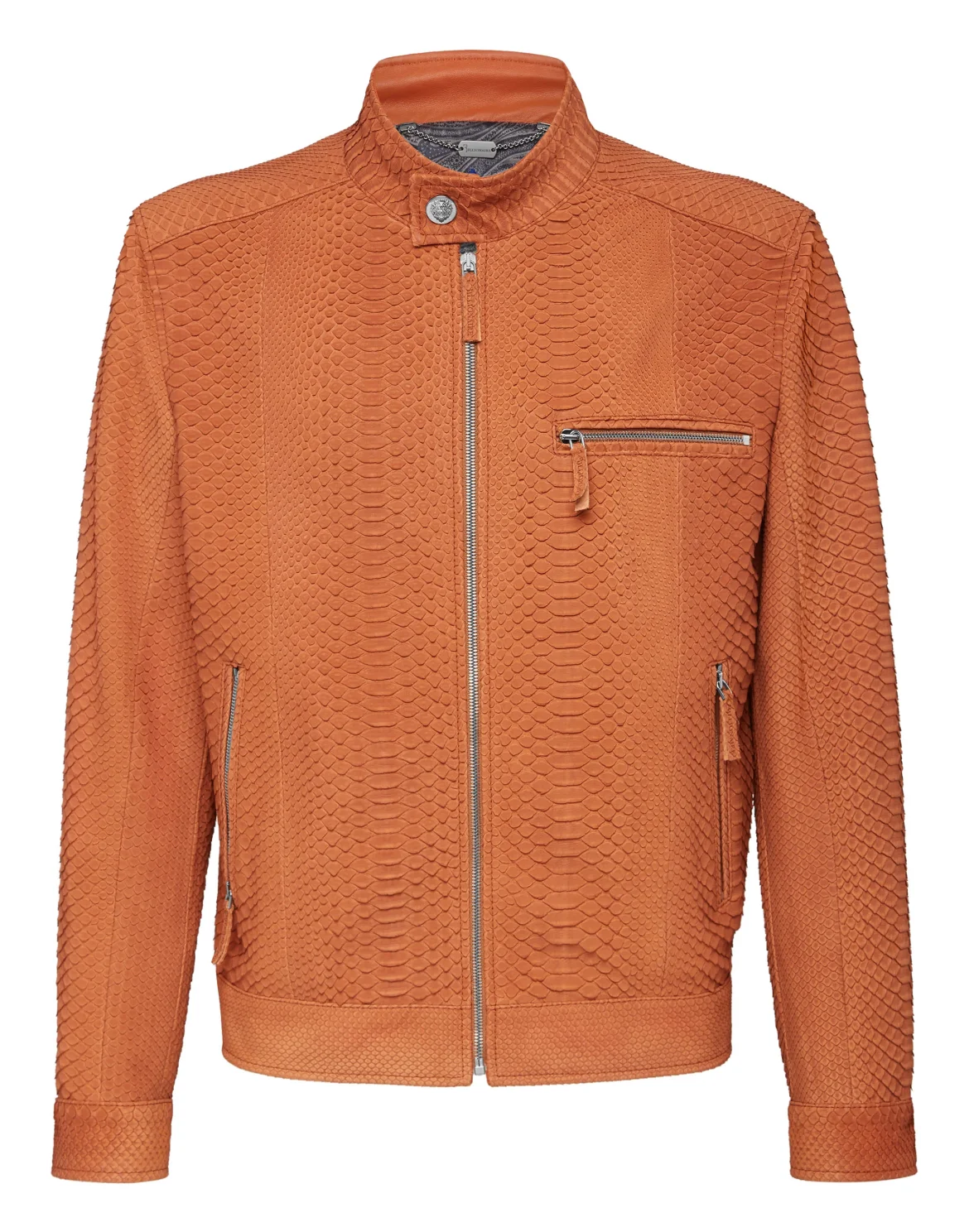 Python Leather Jacket Luxury, цвет: Оранжевый