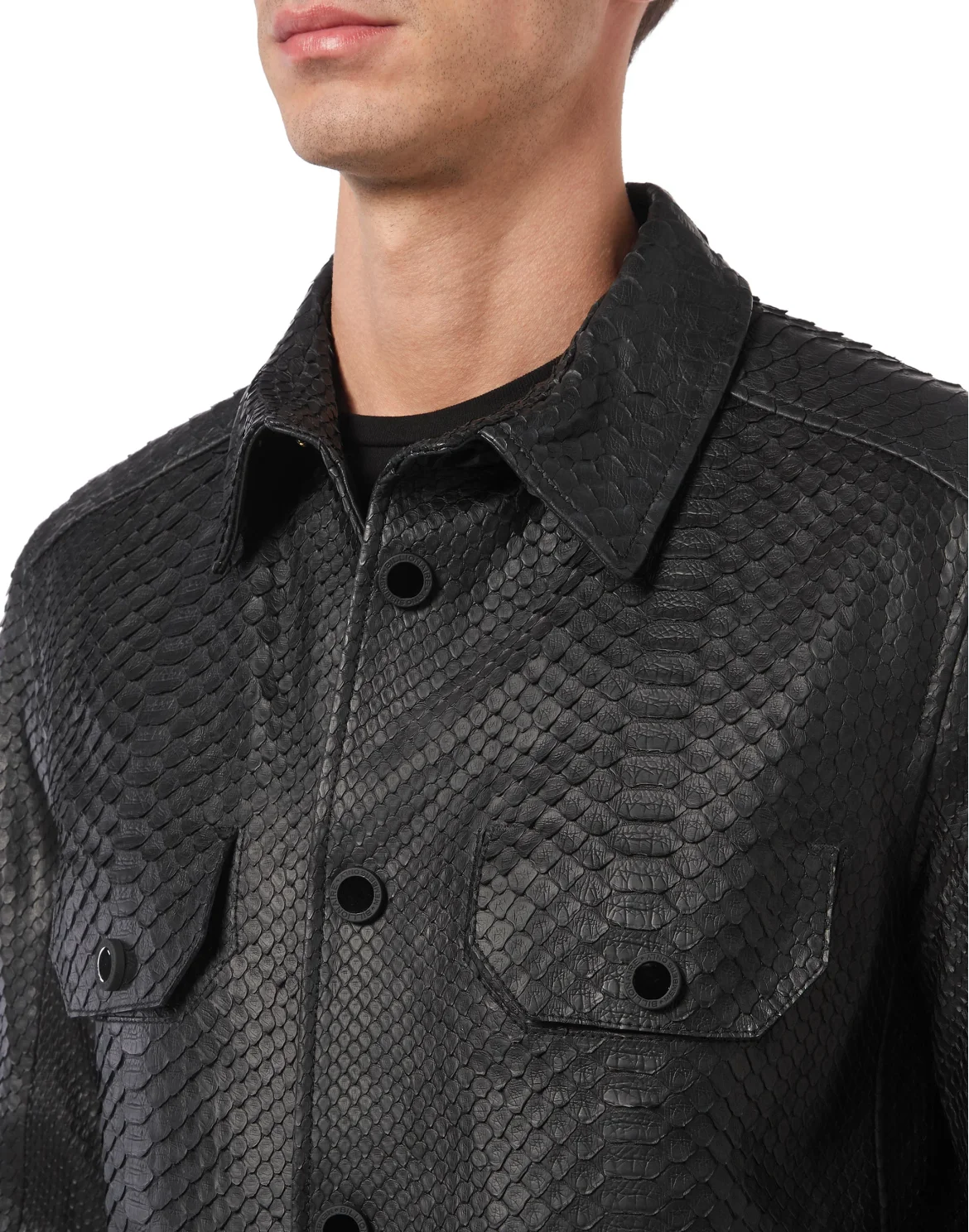 Python Leather Shirts Luxury, цвет: Черный