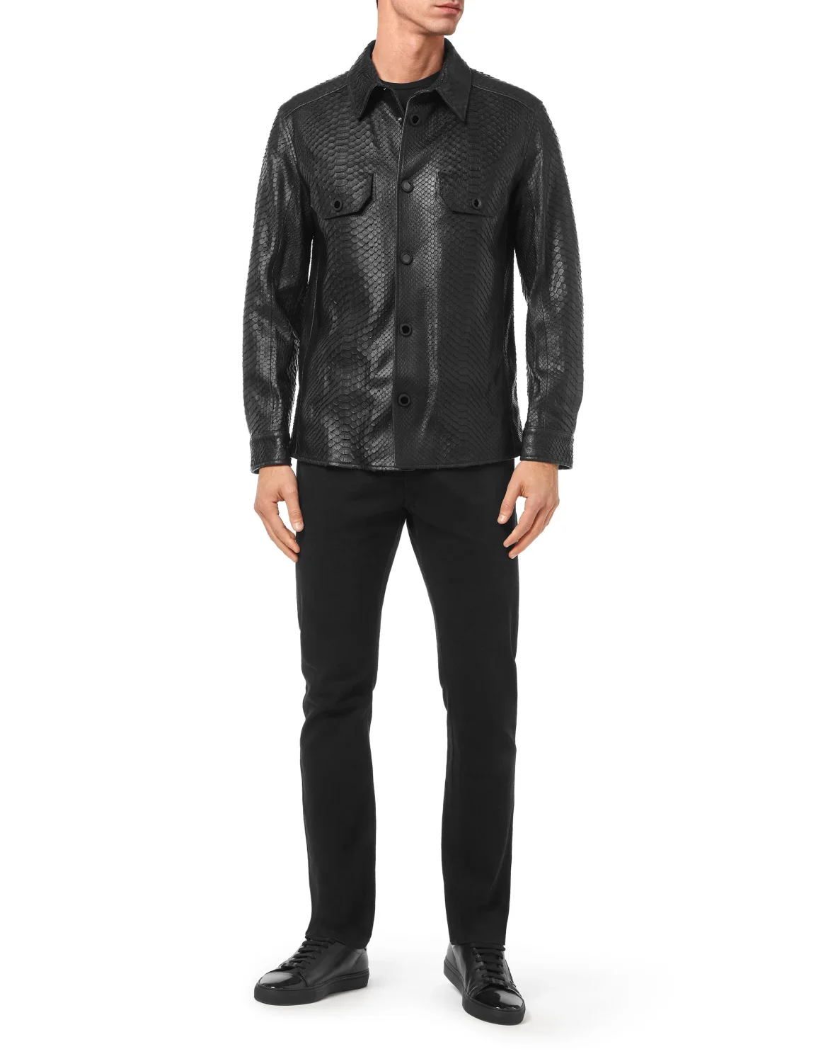 Python Leather Shirts Luxury, цвет: Черный