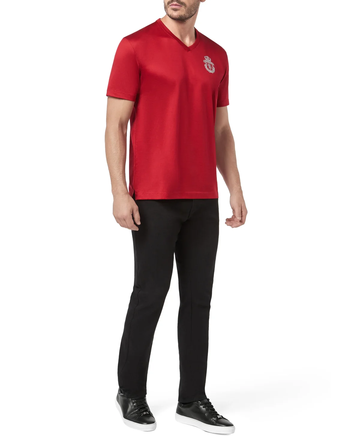 T-shirt V-Neck SS Crest, цвет: Красный
