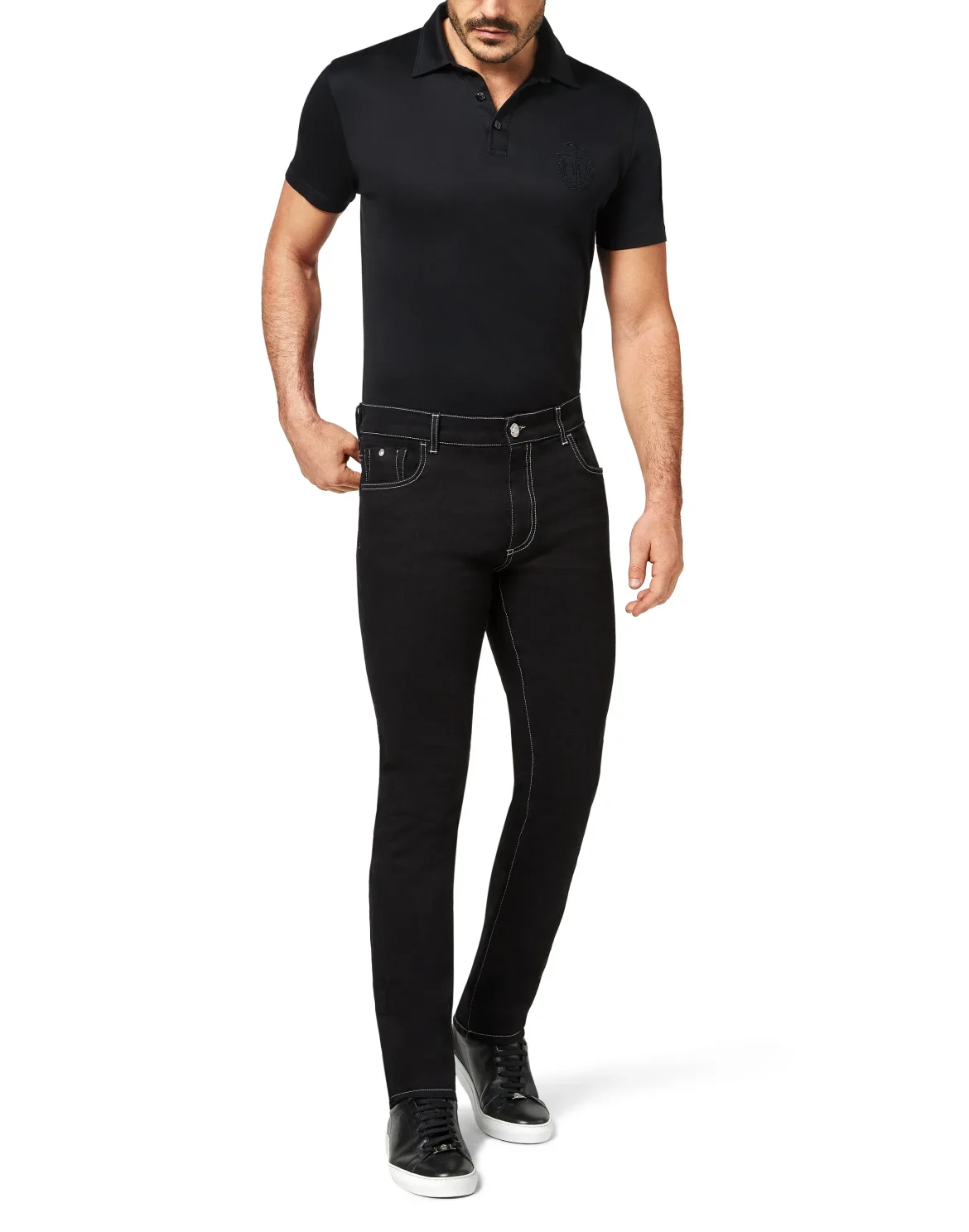 Denim Super Straight Cut Embroidery Istitutional, цвет: Черный