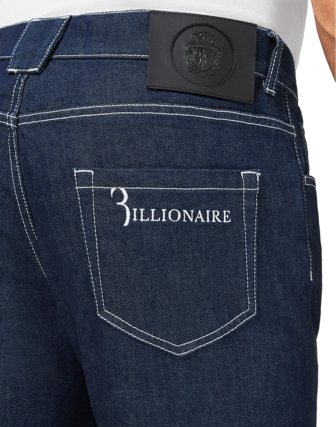 Denim Super Straight Cut Embroidery Istitutional, цвет: Синий