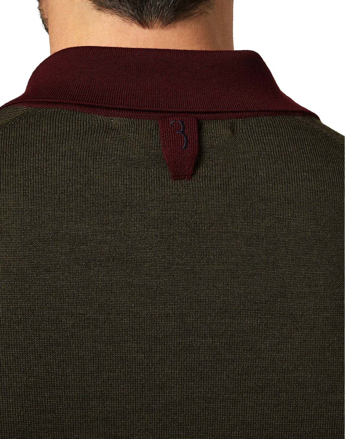 Merino wool Pullover Polo-Neck LS Color Block, цвет: Синий