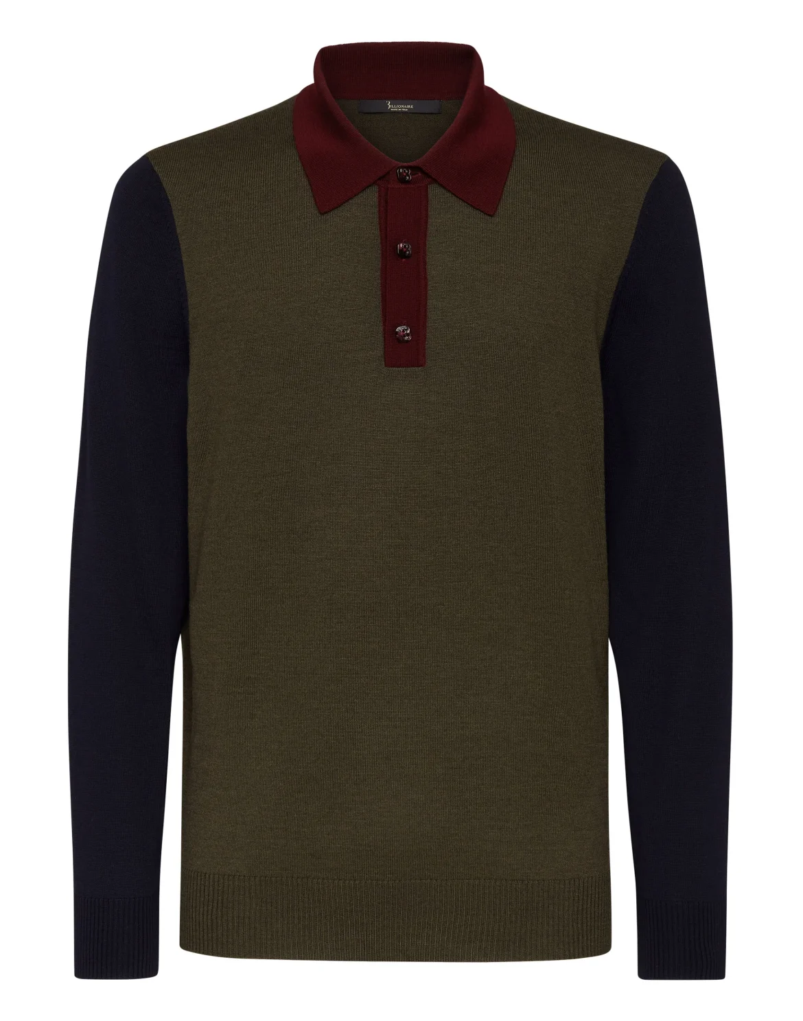 Merino wool Pullover Polo-Neck LS Color Block, цвет: Синий
