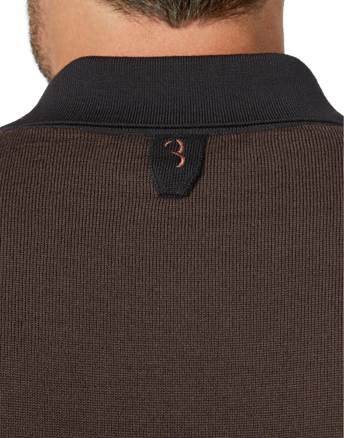 Merino wool Pullover Polo-Neck LS Color Block, цвет: Коричневый