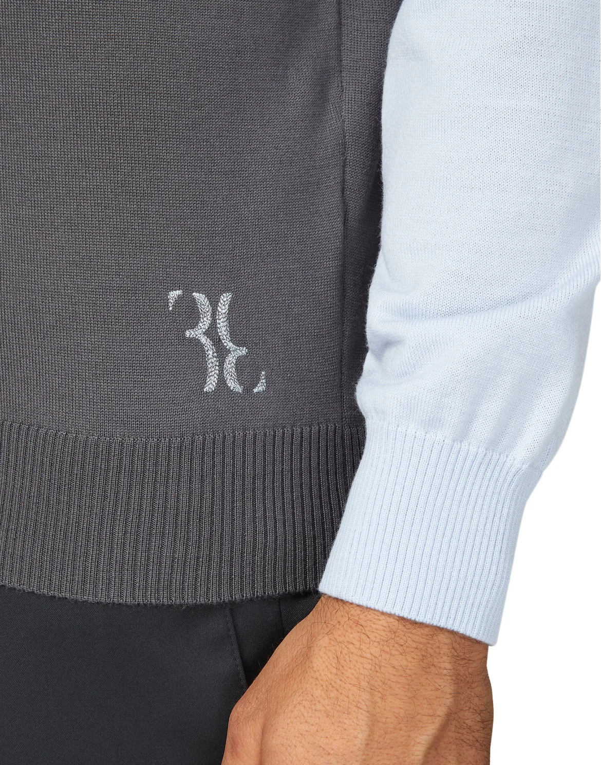 Merino wool Pullover Polo-Neck LS Color Block, цвет: Серый