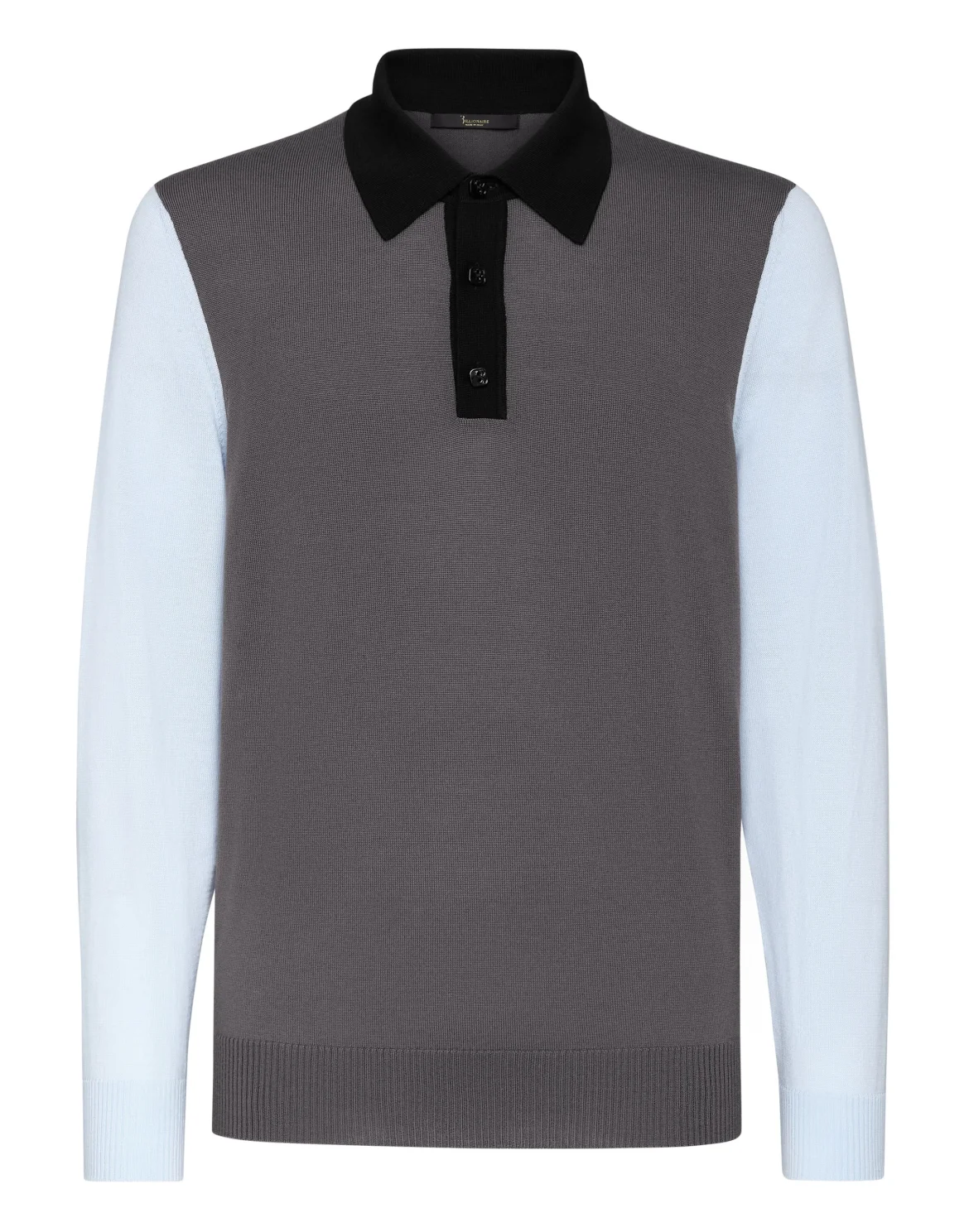 Merino wool Pullover Polo-Neck LS Color Block, цвет: Серый
