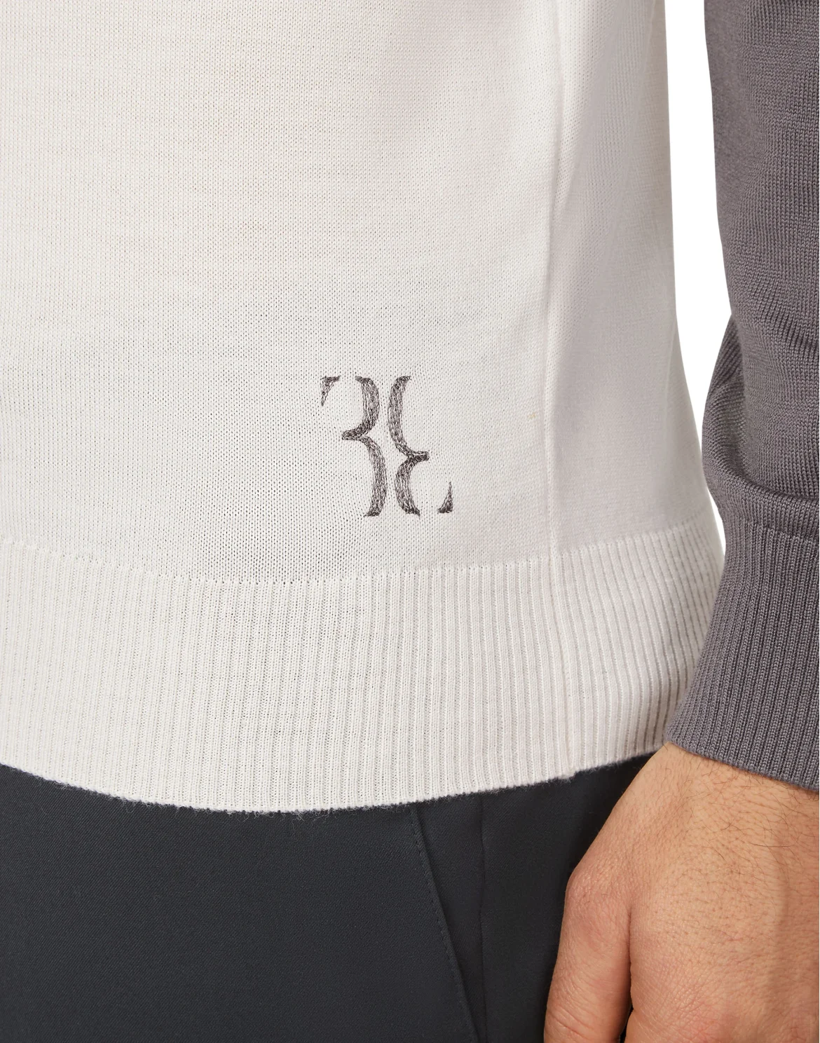 Merino wool Pullover Polo-Neck LS Color Block, цвет: Серый