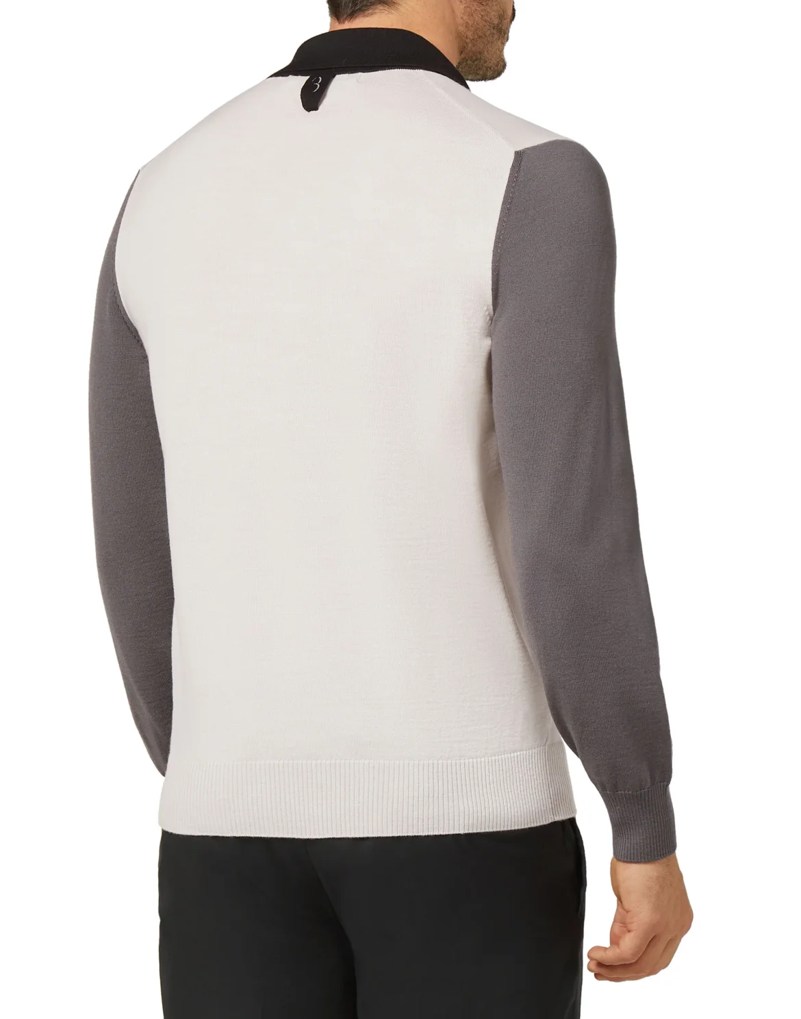 Merino wool Pullover Polo-Neck LS Color Block, цвет: Серый