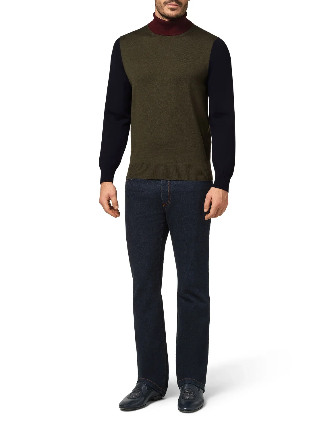 Merino wool Turtle Neck LS Color Block, цвет: Синий