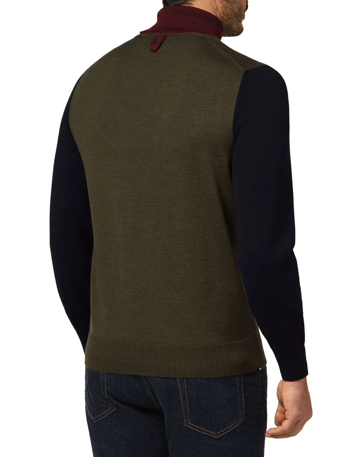 Merino wool Turtle Neck LS Color Block, цвет: Синий