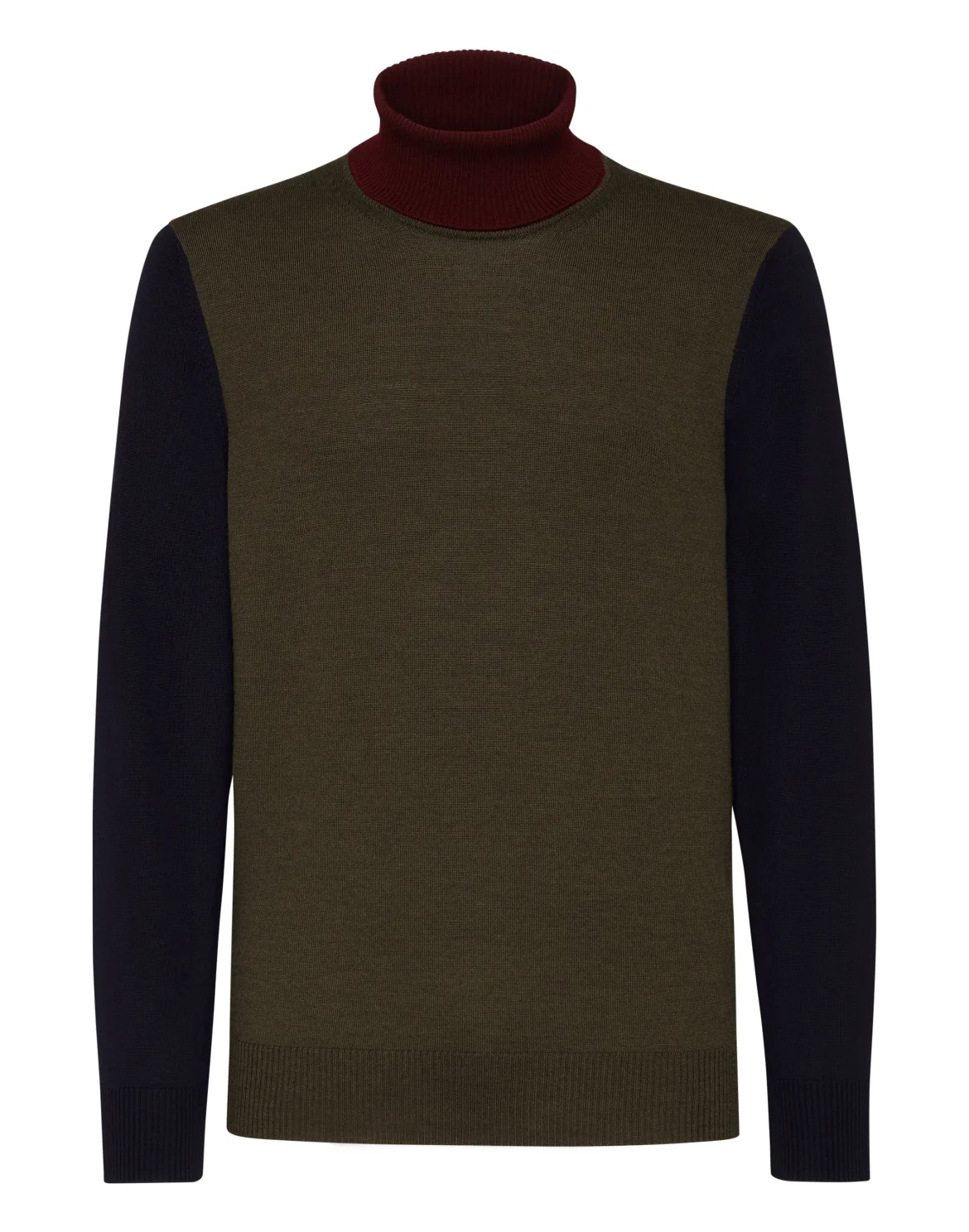 Merino wool Turtle Neck LS Color Block, цвет: Синий