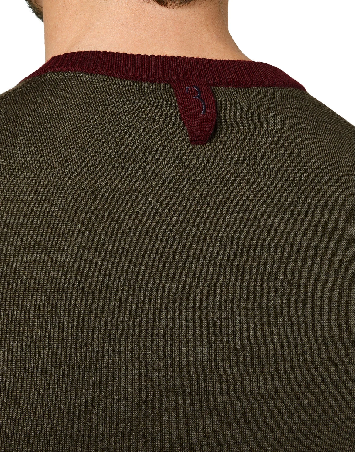 Merino wool Pullover Round Neck LS Color Block, цвет: Синий