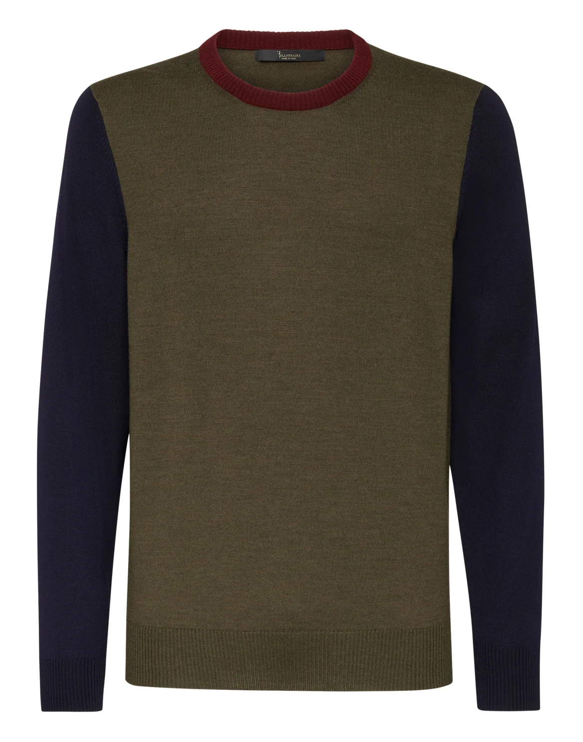 Merino wool Pullover Round Neck LS Color Block, цвет: Синий