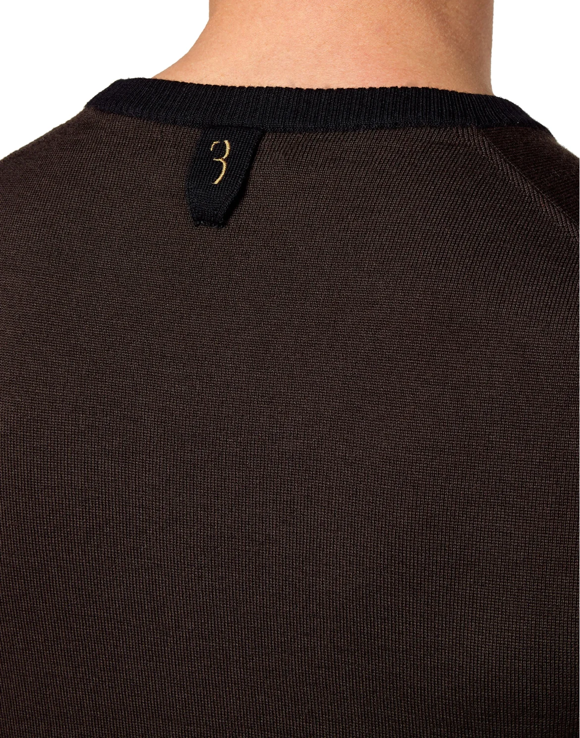 Merino wool Pullover Round Neck LS Color Block, цвет: Коричневый