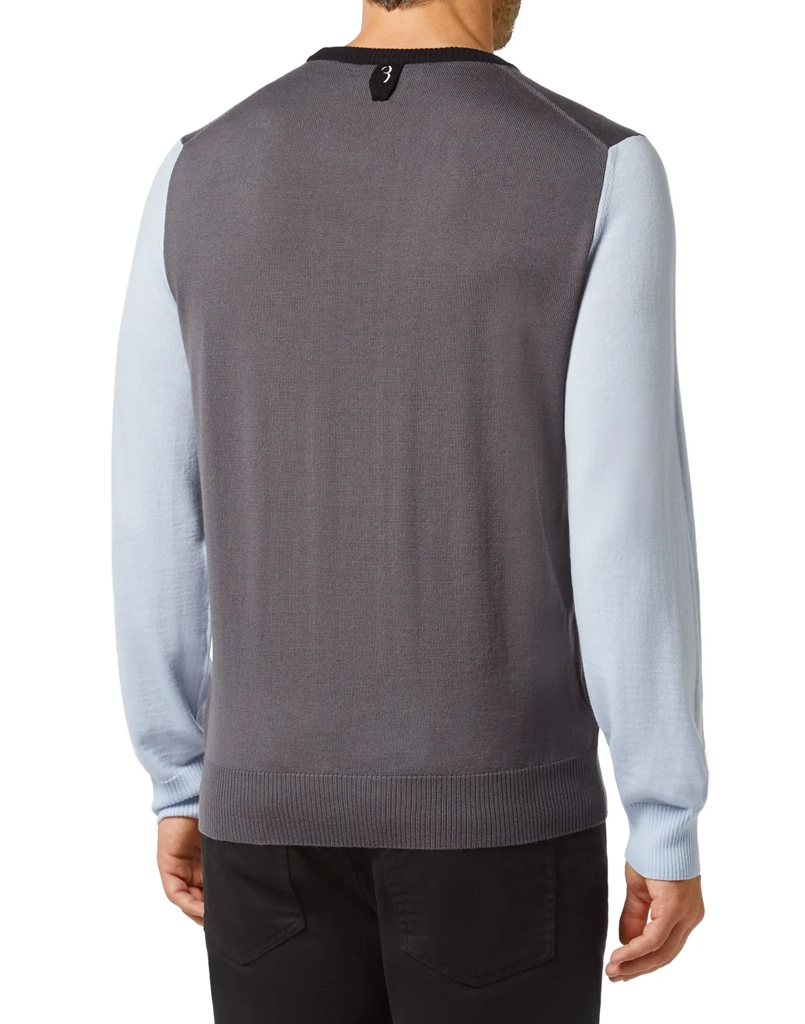 Merino wool Pullover Round Neck LS Color Block, цвет: Серый