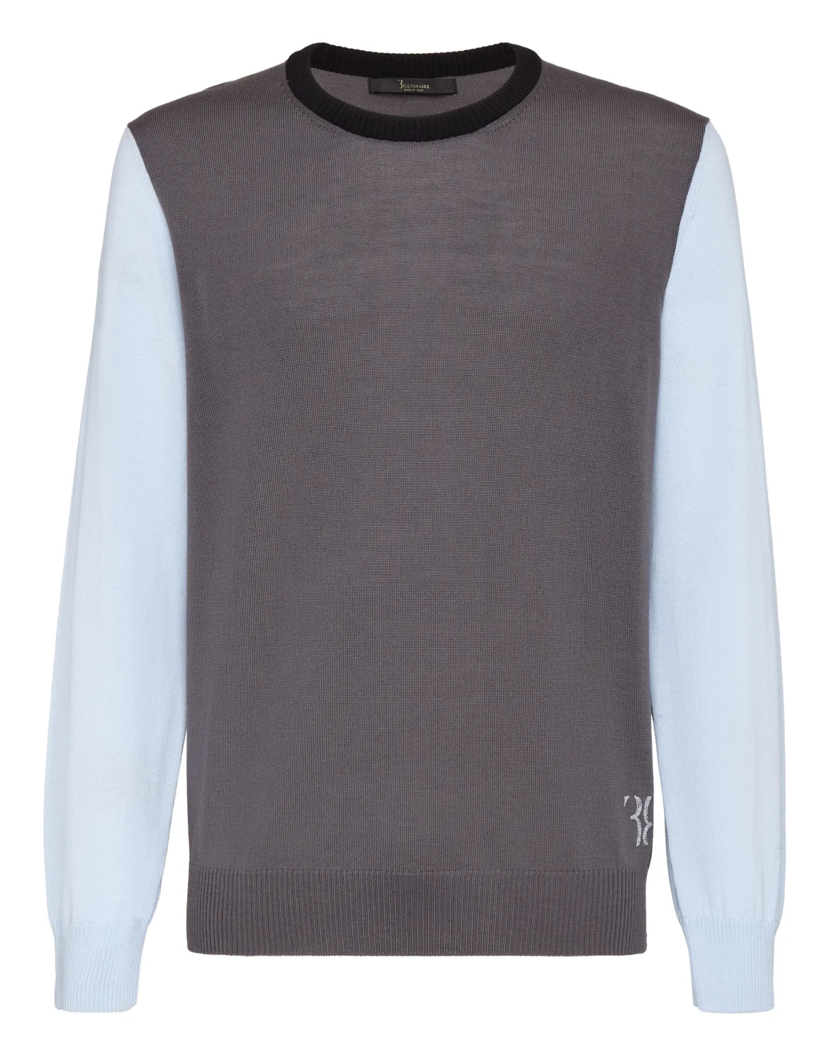 Merino wool Pullover Round Neck LS Color Block, цвет: Серый
