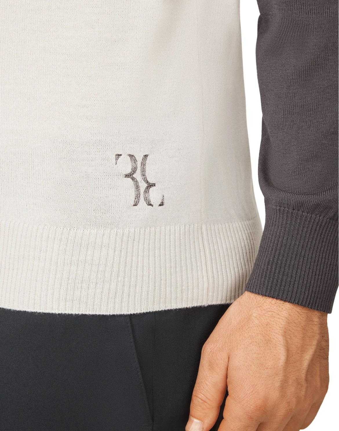 Merino wool Pullover Round Neck LS Color Block, цвет: Серый