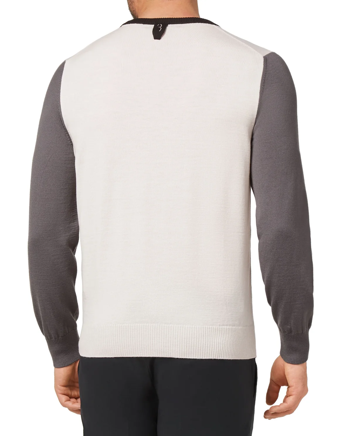 Merino wool Pullover Round Neck LS Color Block, цвет: Серый