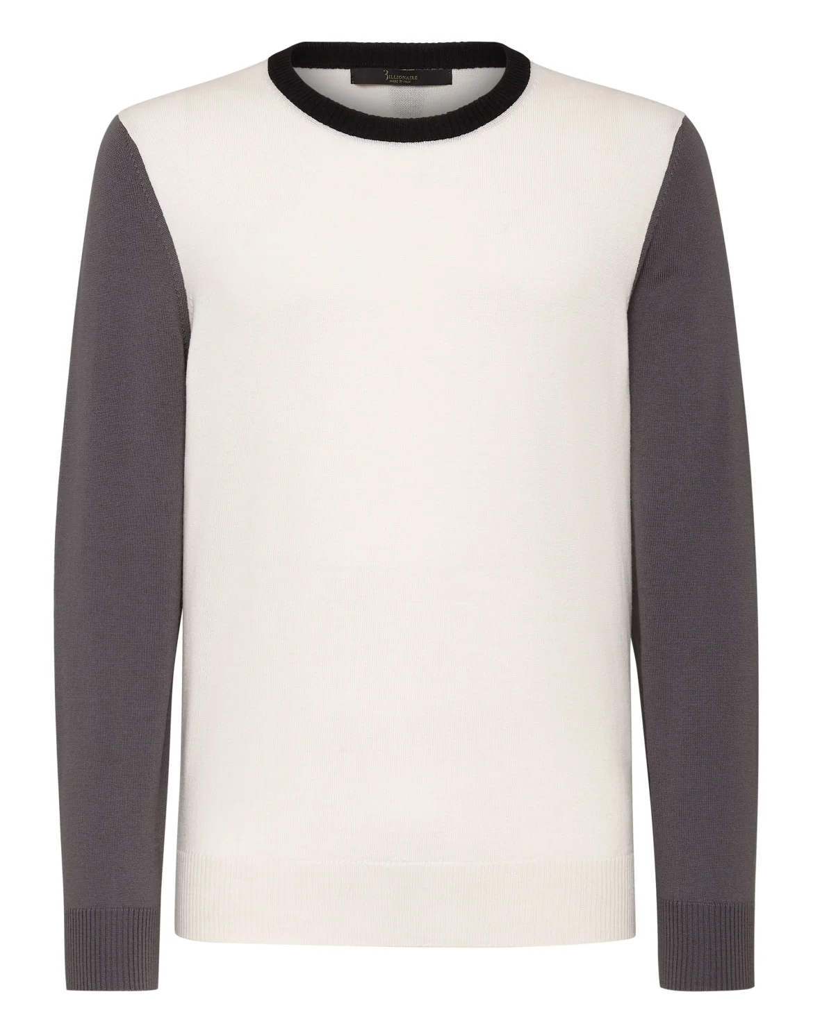 Merino wool Pullover Round Neck LS Color Block, цвет: Серый