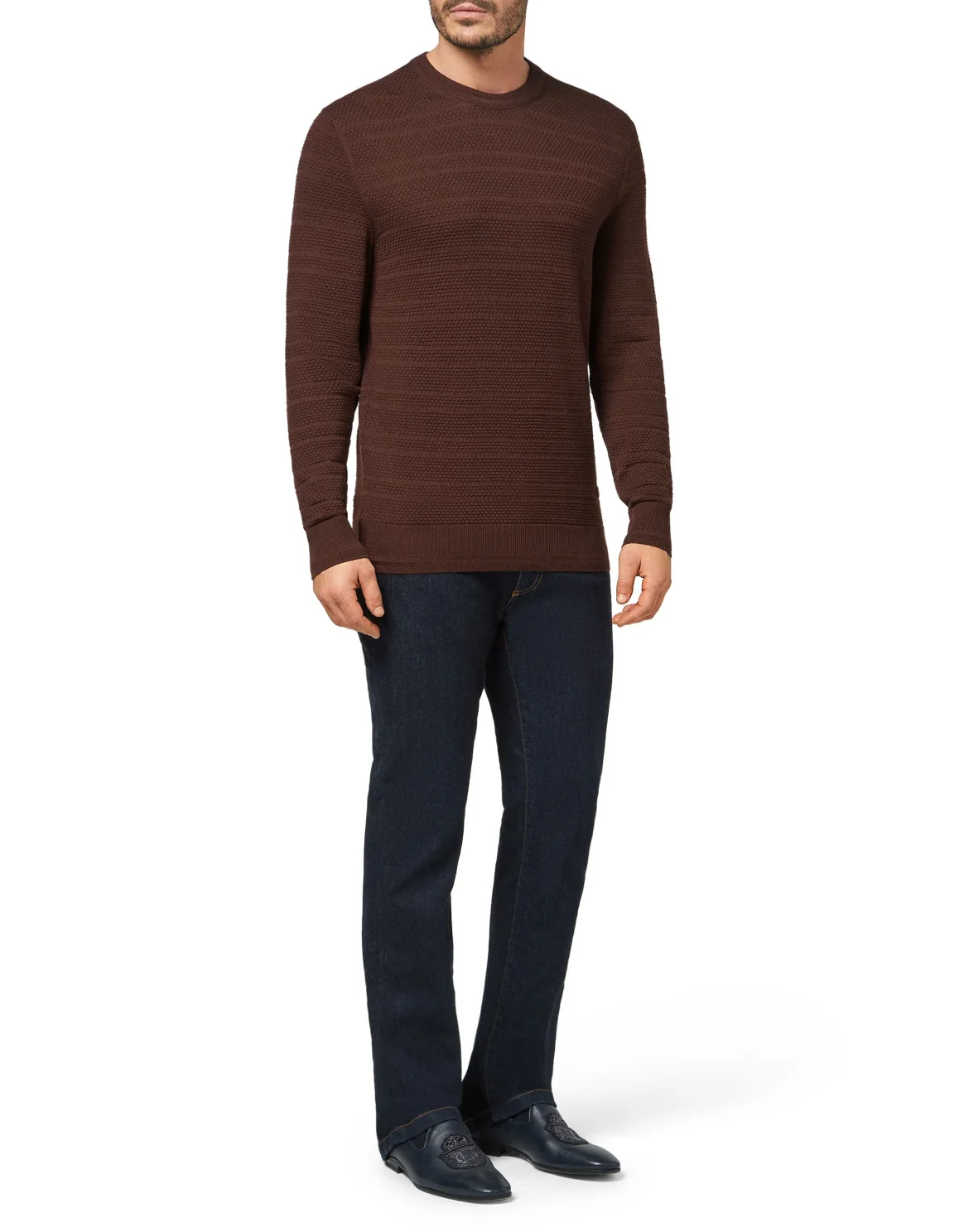Merino wool Pullover Round Neck LS Istitutional, цвет: Коричневый