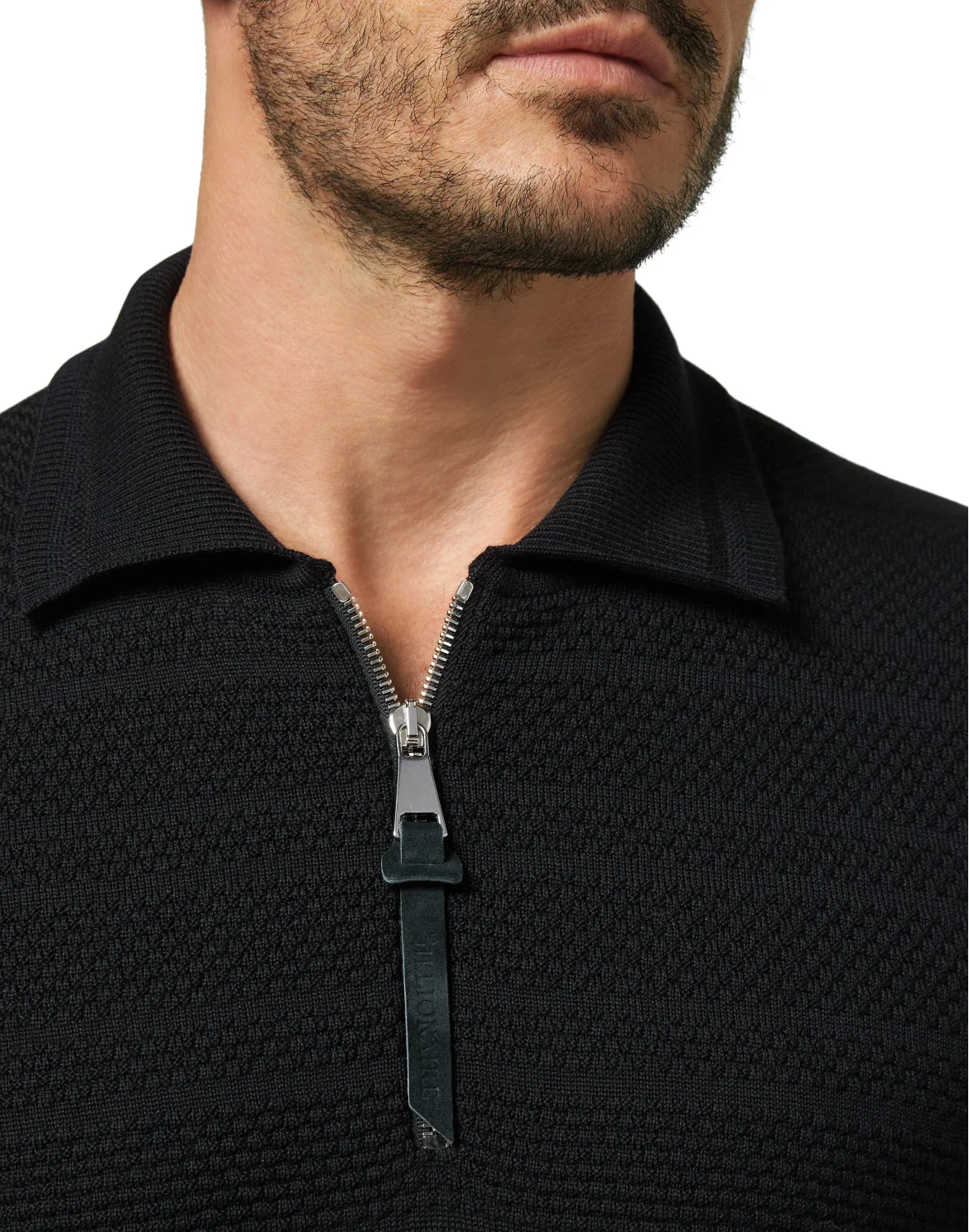 Merino wool Pullover zip mock Istitutional, цвет: Черный