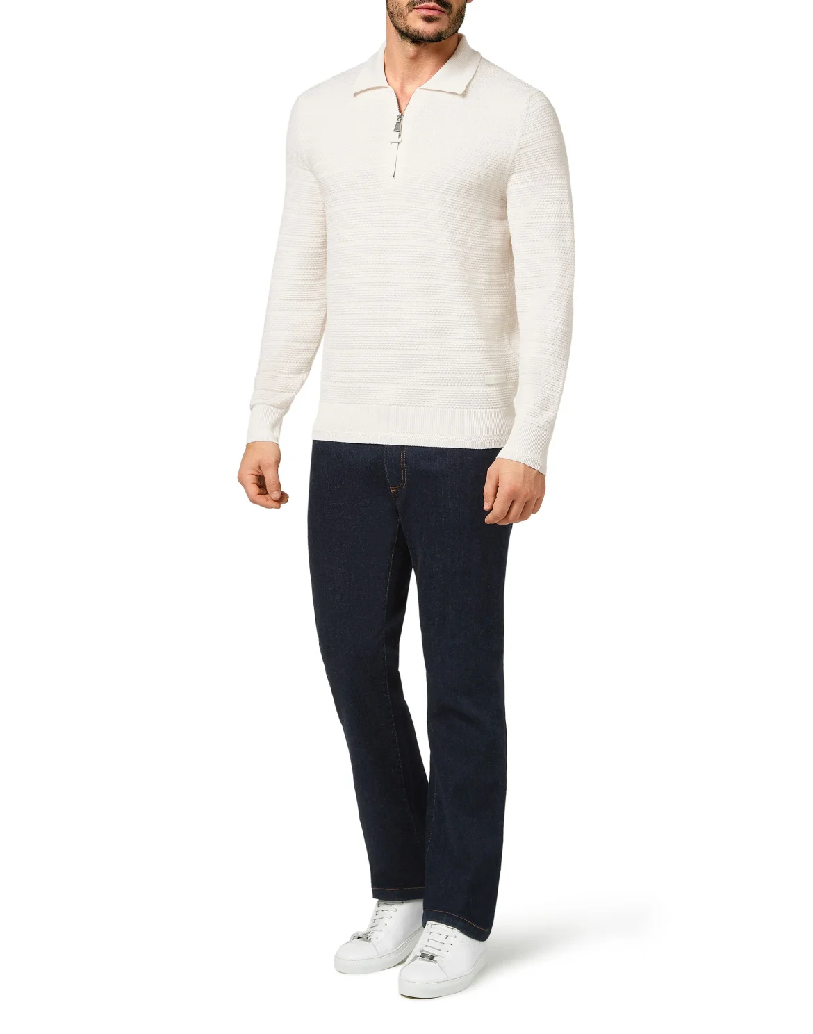 Merino wool Pullover zip mock Istitutional, цвет: Бежевый