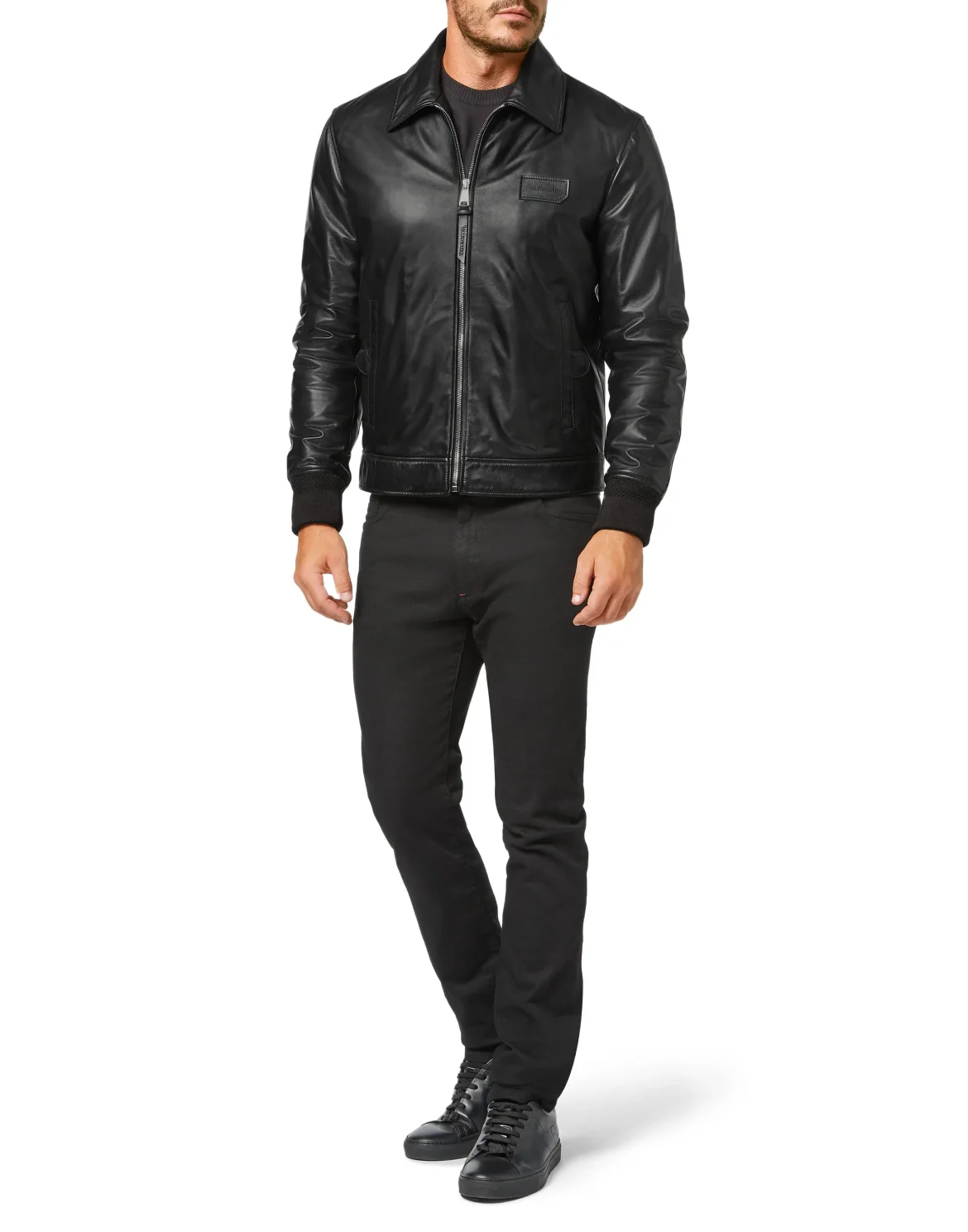 Leather Bomber Istitutional, цвет: Черный