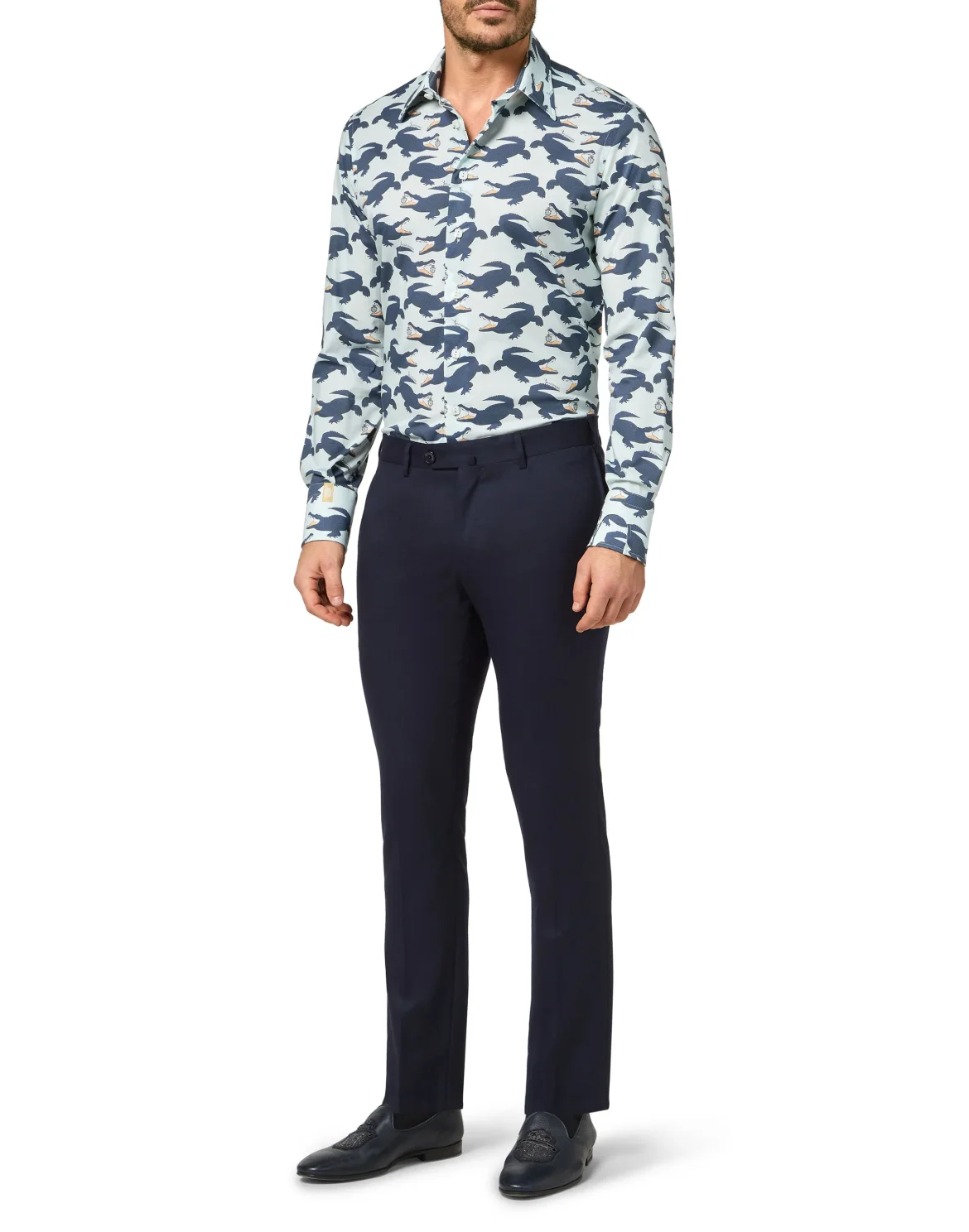 Shirt Silver Cut LS All over print Crocodile, цвет: Синий