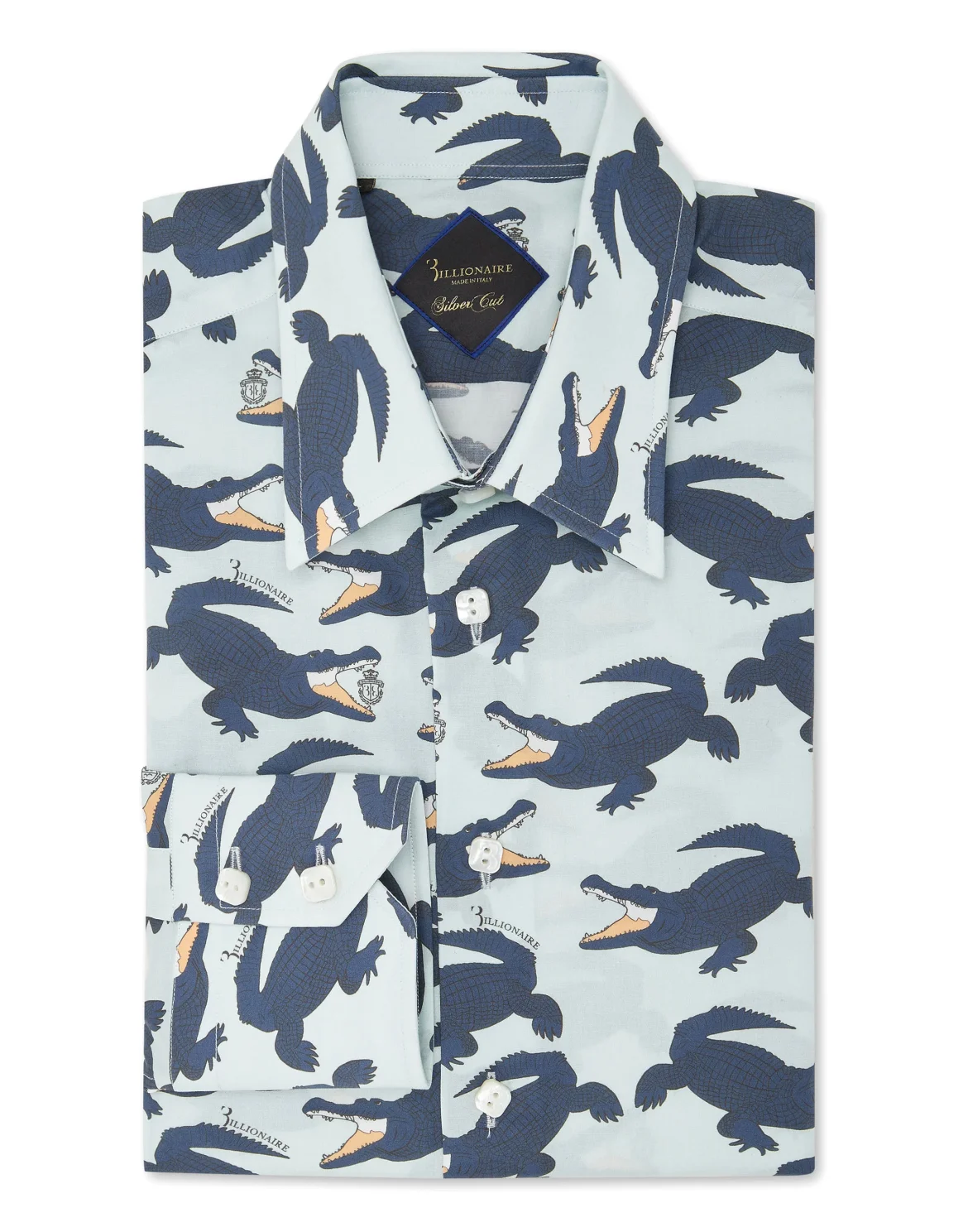 Shirt Silver Cut LS All over print Crocodile, цвет: Синий