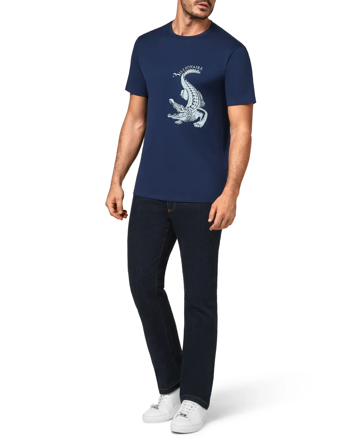 T-shirt Round Neck SS print Crocodile, цвет: Синий