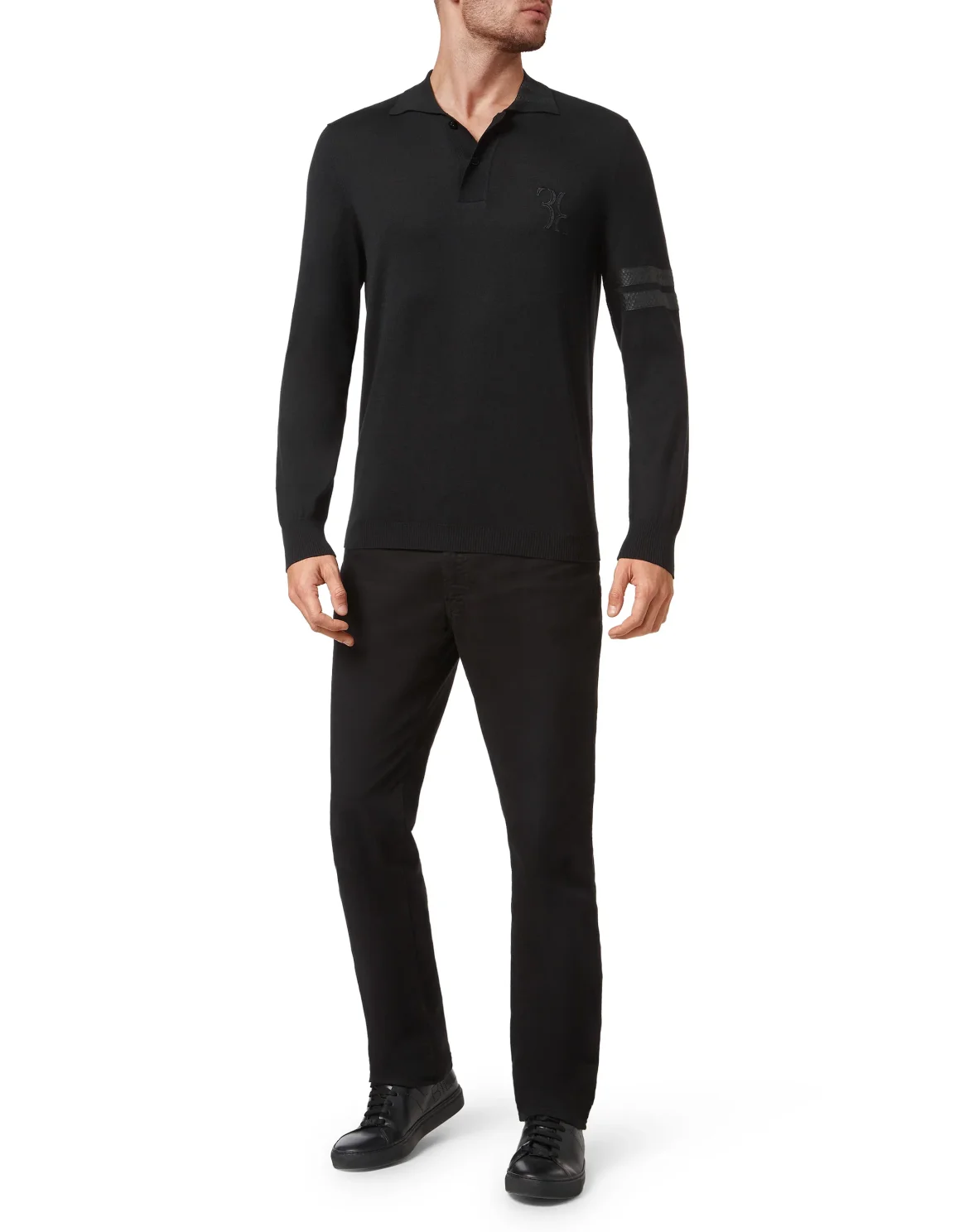 Knit Pullover Polo-Neck LS, цвет: Черный