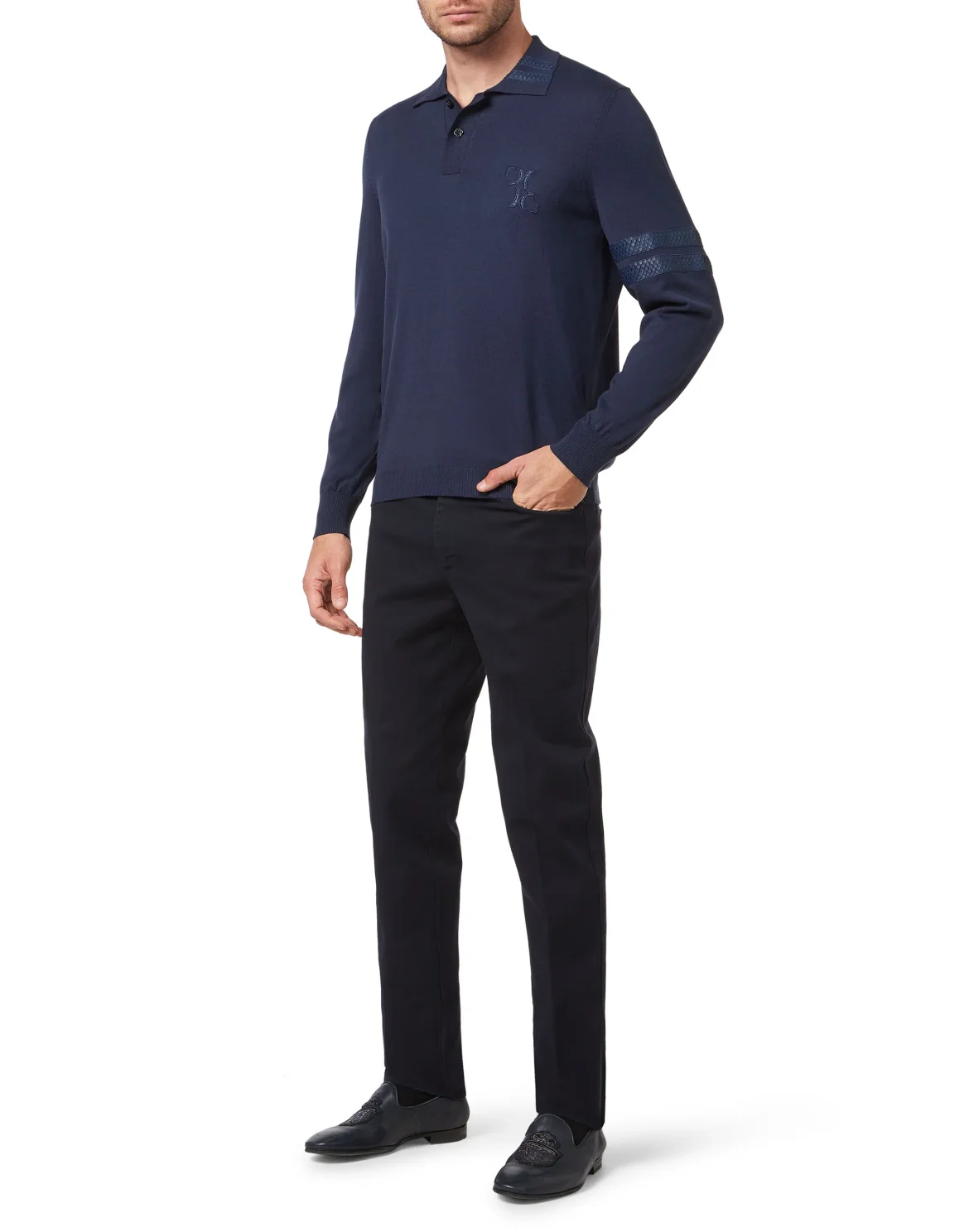 Knit Pullover Polo-Neck LS, цвет: Синий