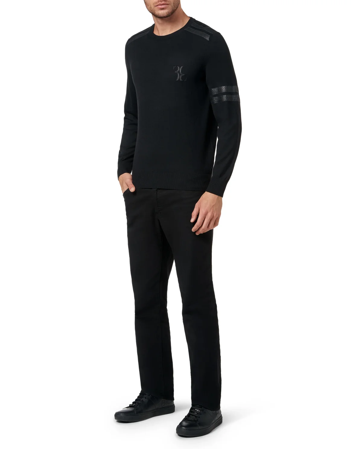 Knit Pullover Round Neck LS, цвет: Черный