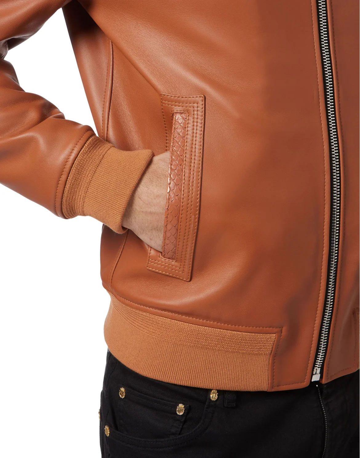 Leather Bomber, цвет: Коричневый