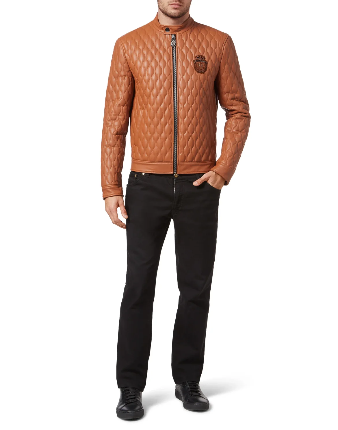 Quilted Leather Jacket, цвет: Коричневый