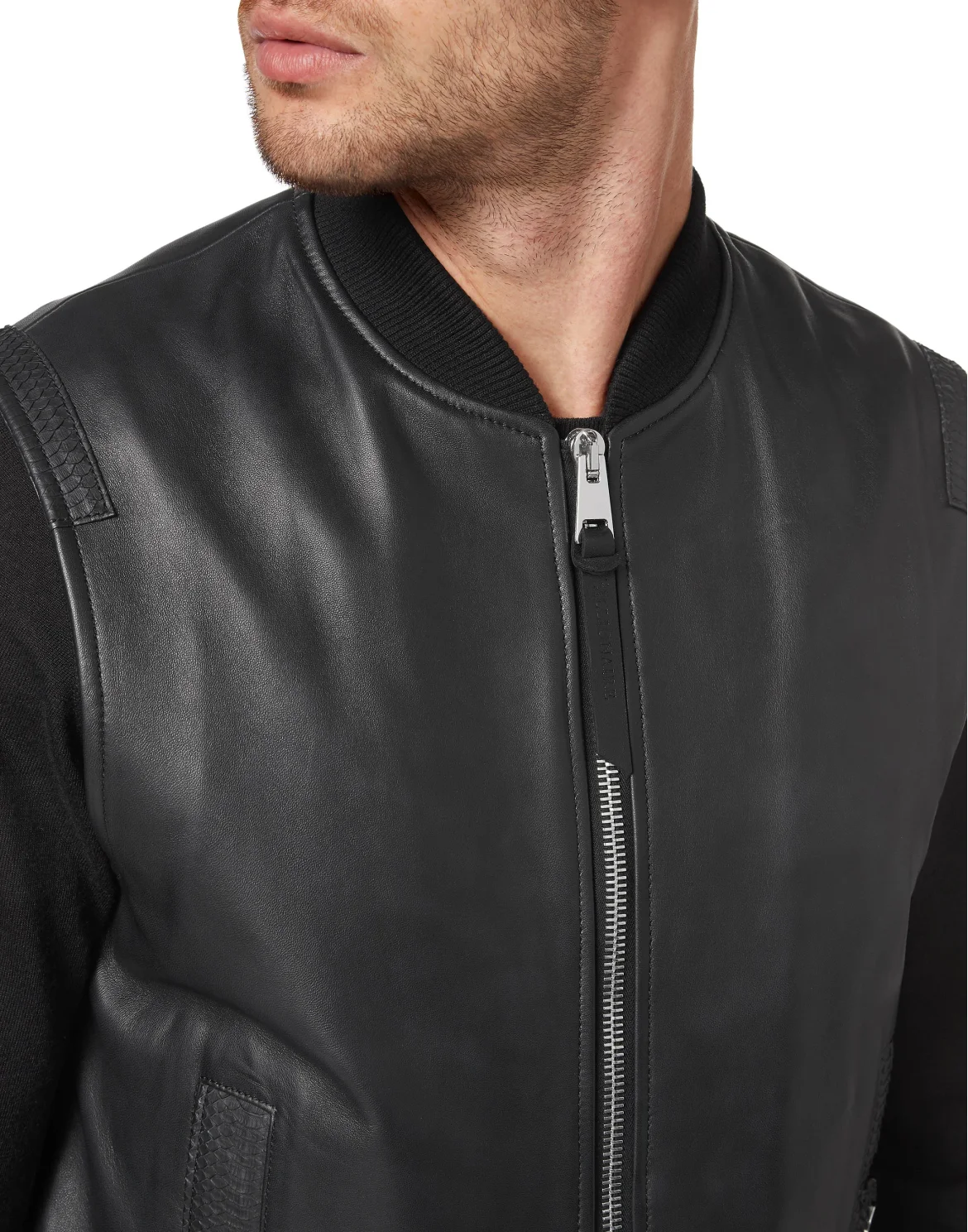 Leather Sleeveless Vest Lion, цвет: Черный