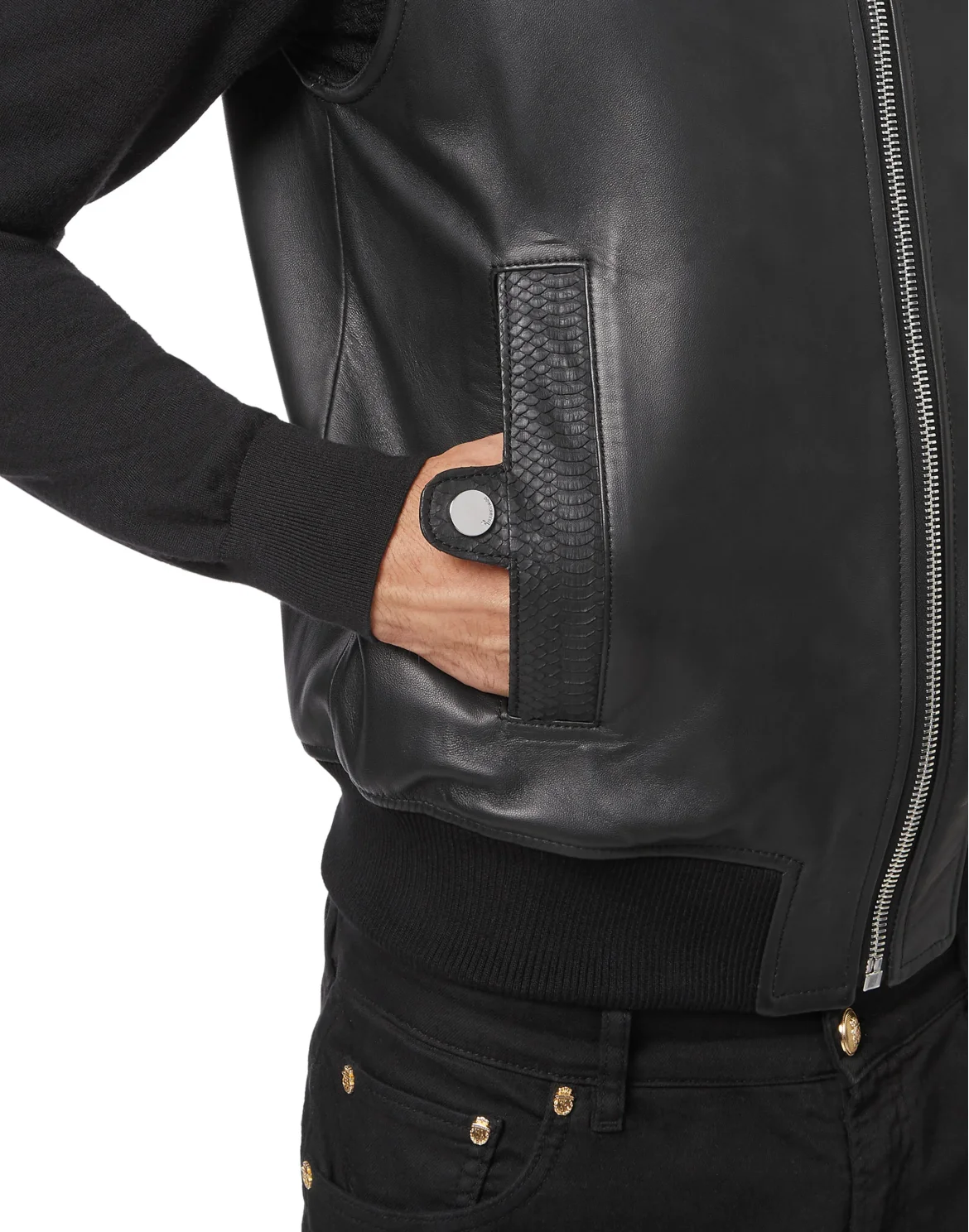 Leather Sleeveless Vest Lion, цвет: Черный