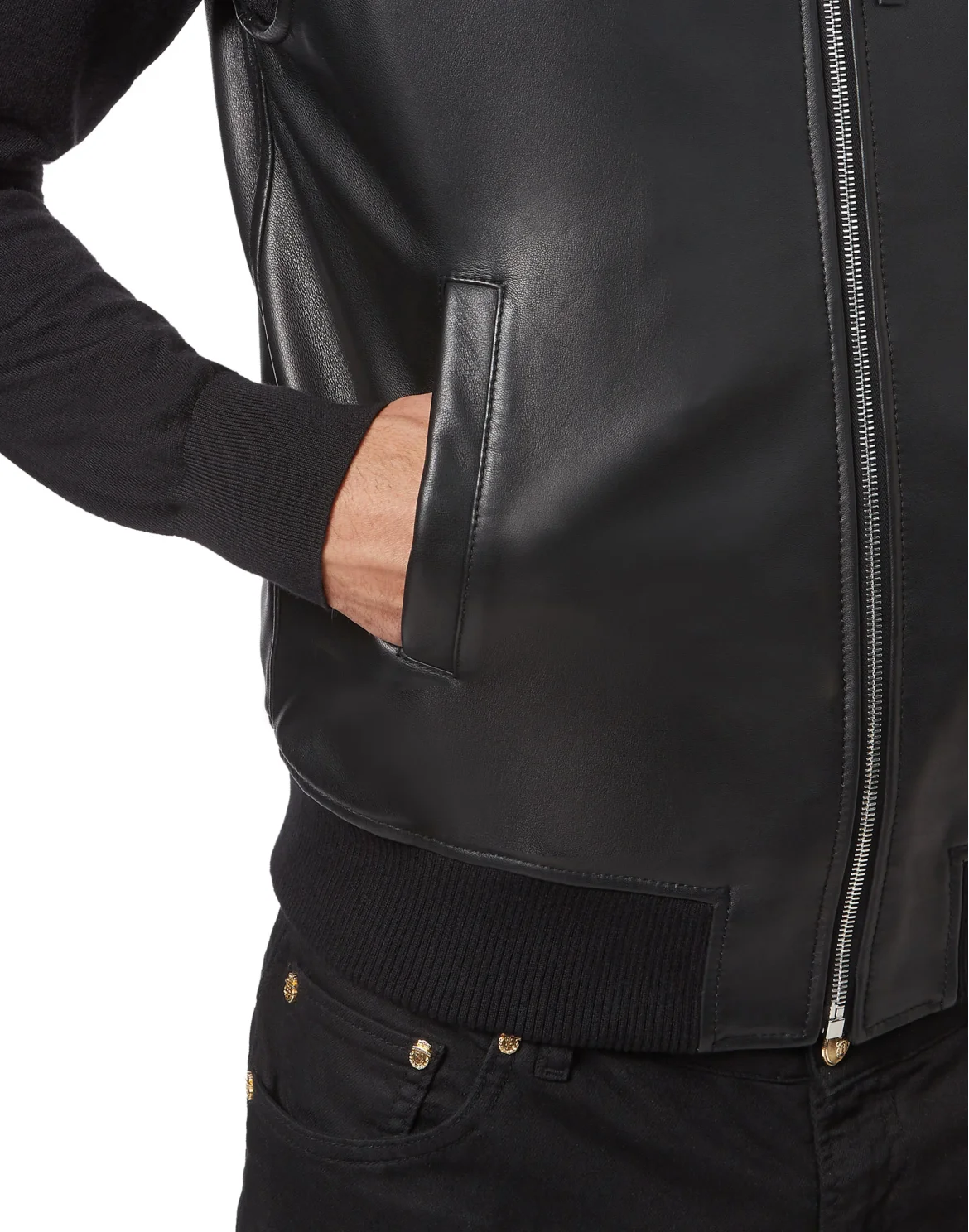 Sleeveless Leather Vest, цвет: Черный