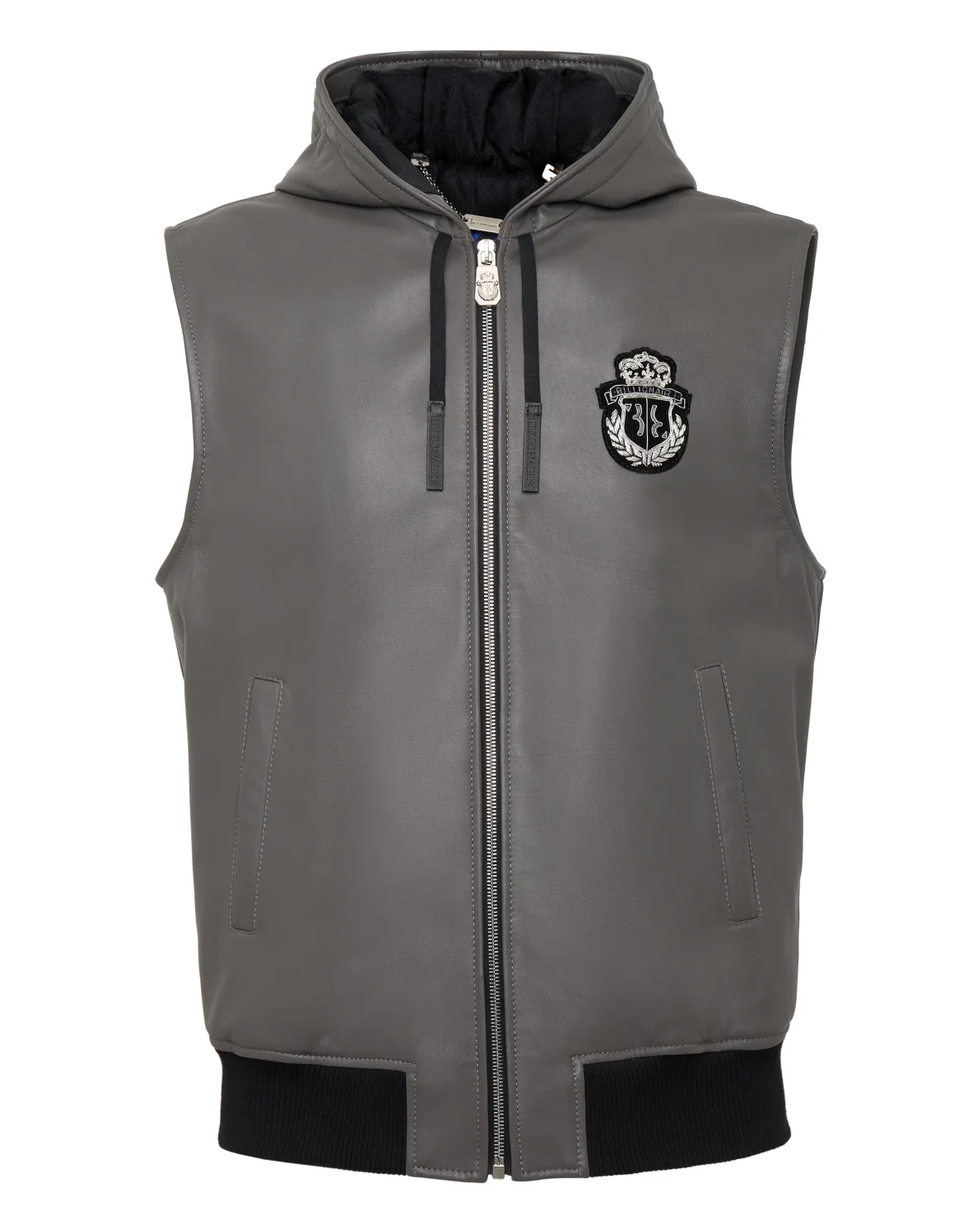 Sleeveless Leather Vest, цвет: Серый