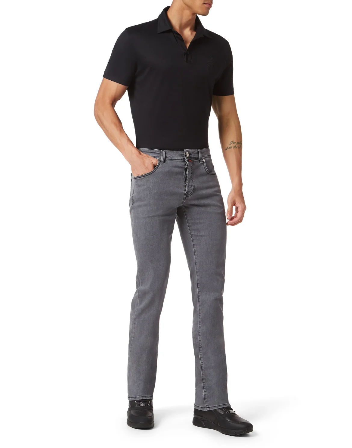 Denim Trousers Regular Fit, цвет: Серый