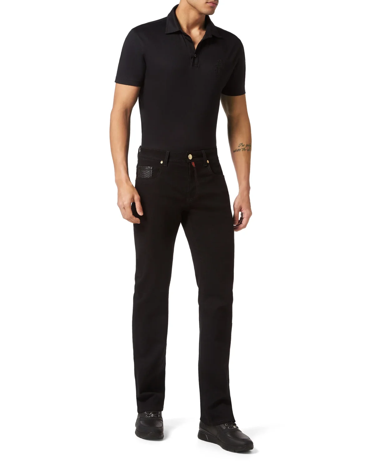 Denim Trousers Super Straight Cut Fit Elaphe, цвет: Черный