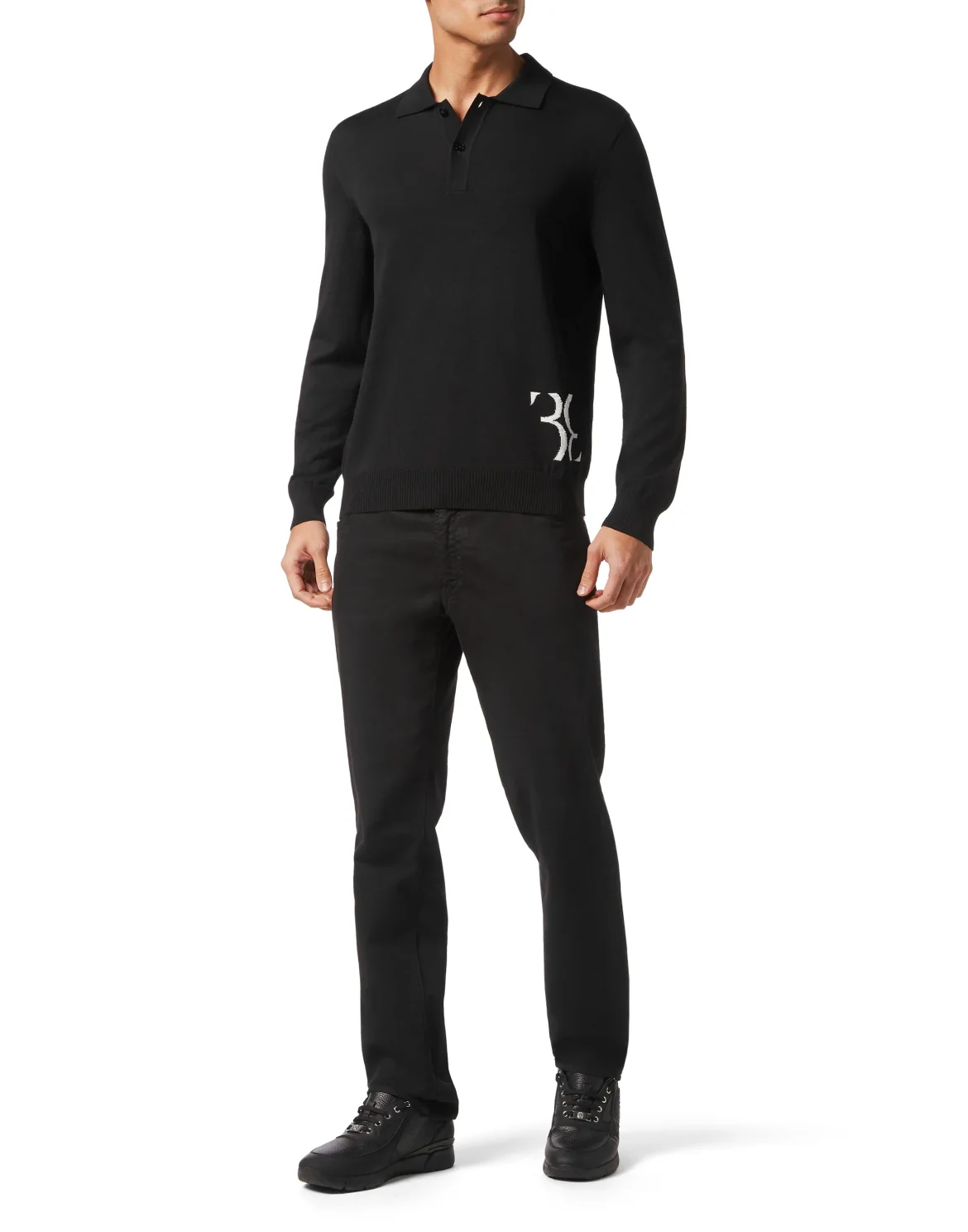 Wool and Silk Pullover Polo-Neck LS, цвет: Черный