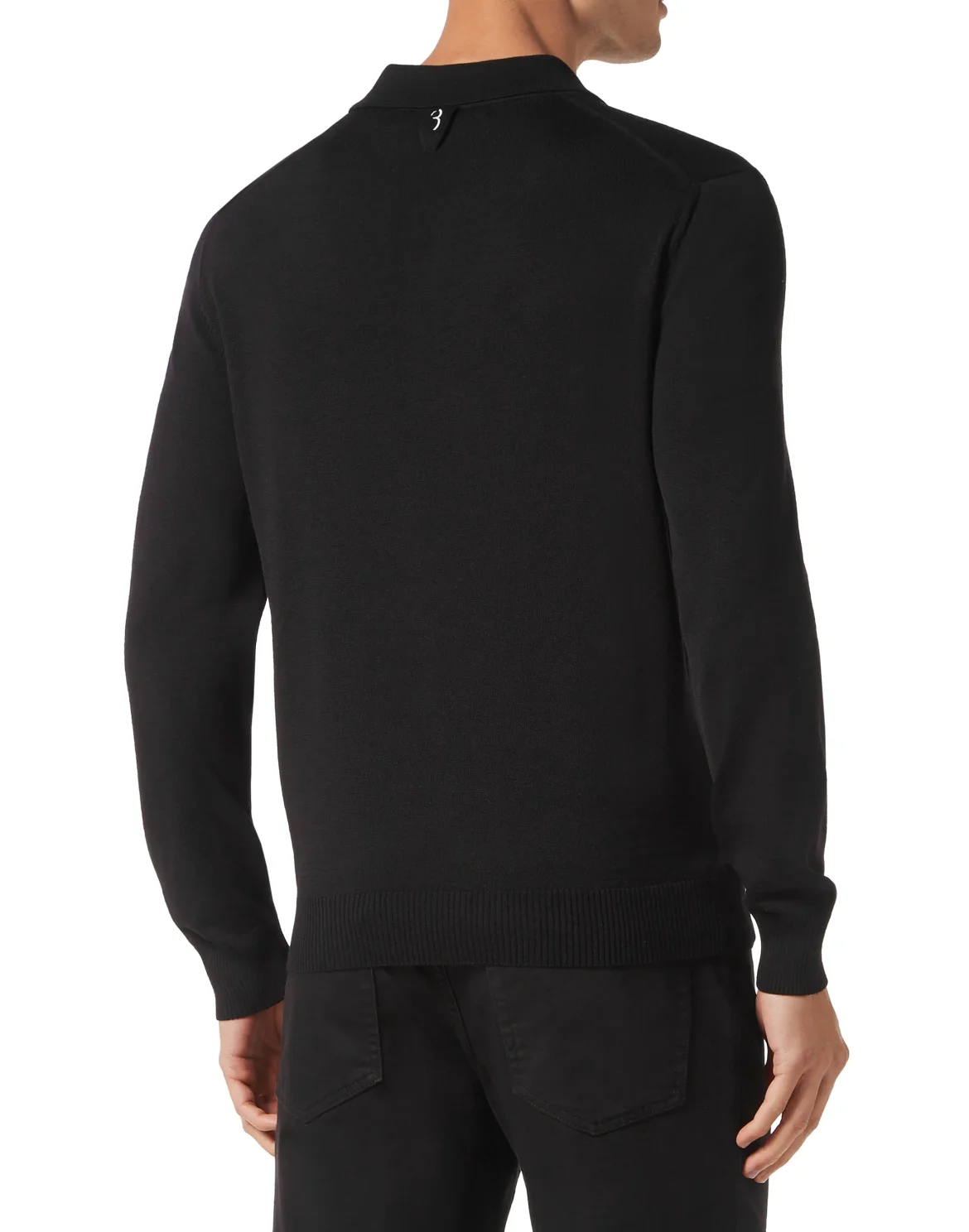 Wool and Silk Pullover Polo-Neck LS, цвет: Черный