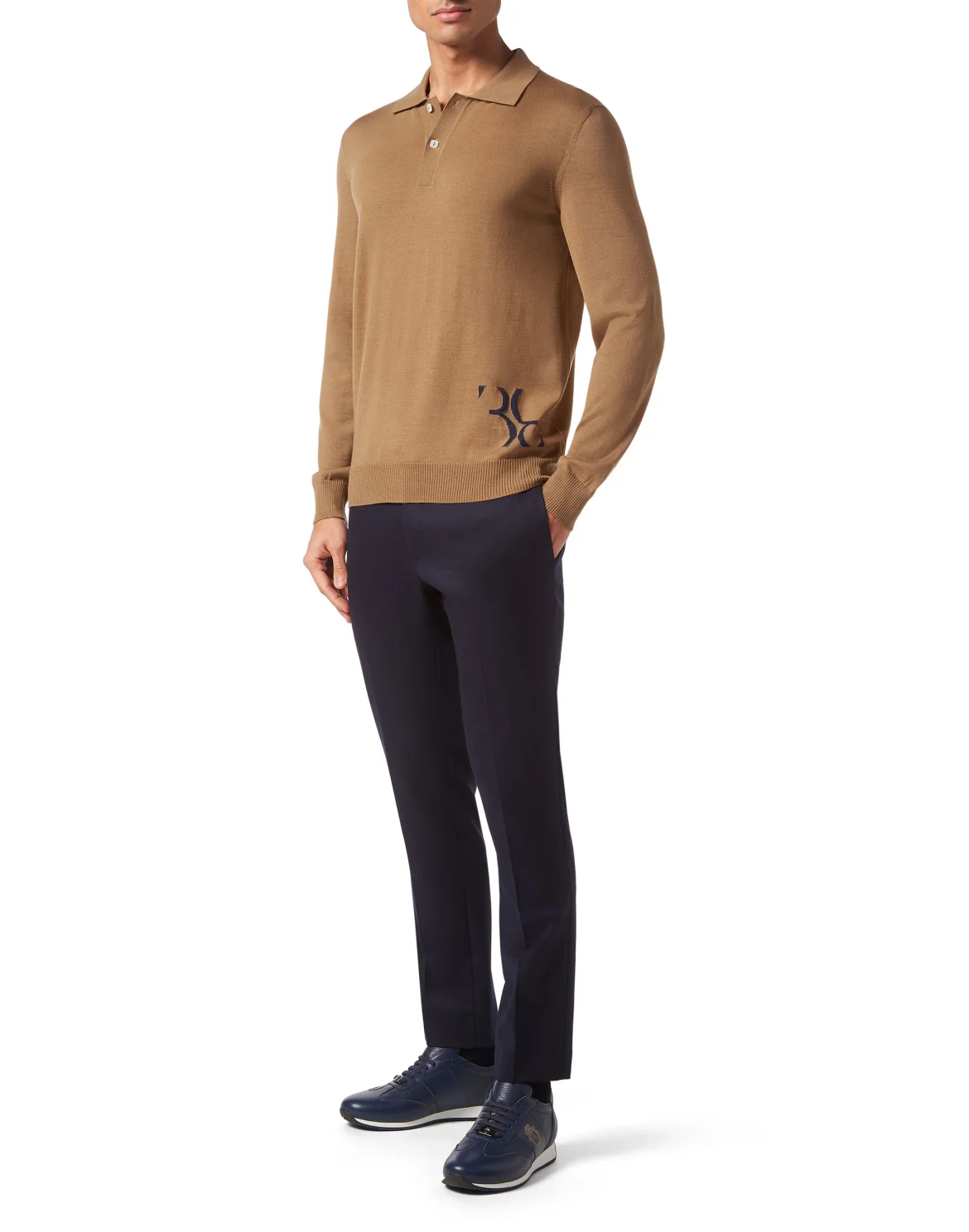 Wool and Silk Pullover Polo-Neck LS, цвет: Бежевый