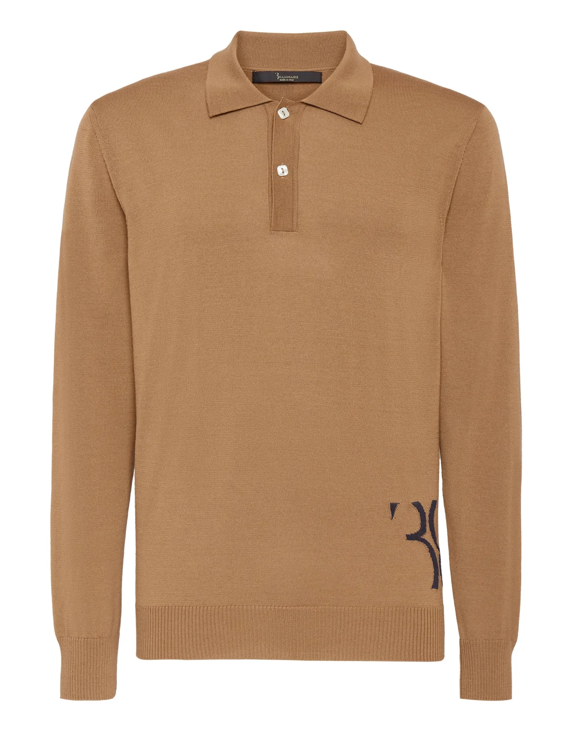 Wool and Silk Pullover Polo-Neck LS, цвет: Бежевый