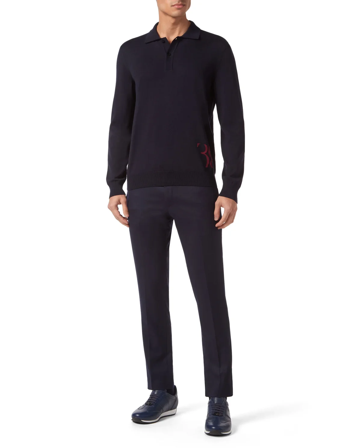 Wool and Silk Pullover Polo-Neck LS, цвет: Синий