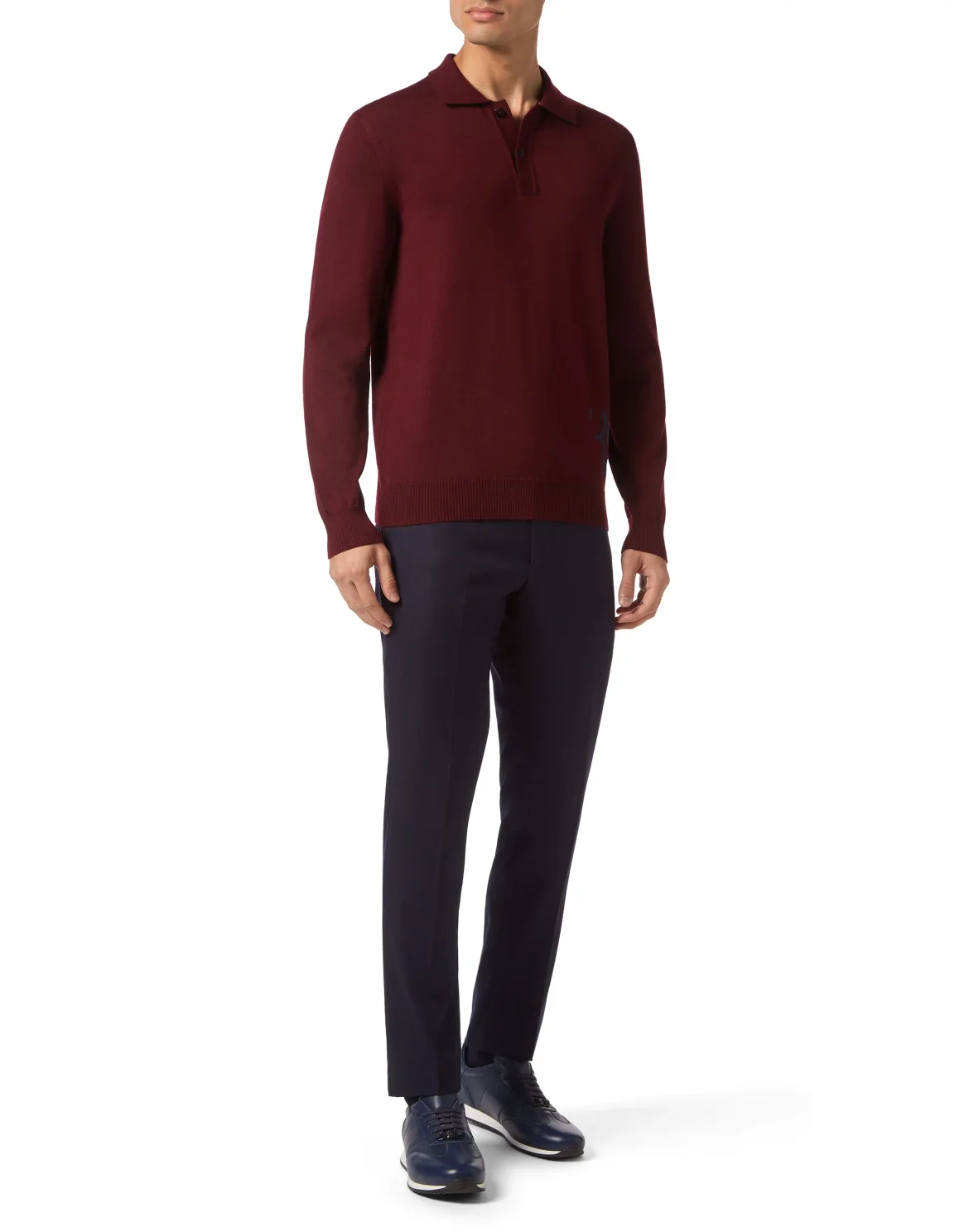 Wool and Silk Pullover Polo-Neck LS, цвет: Красный
